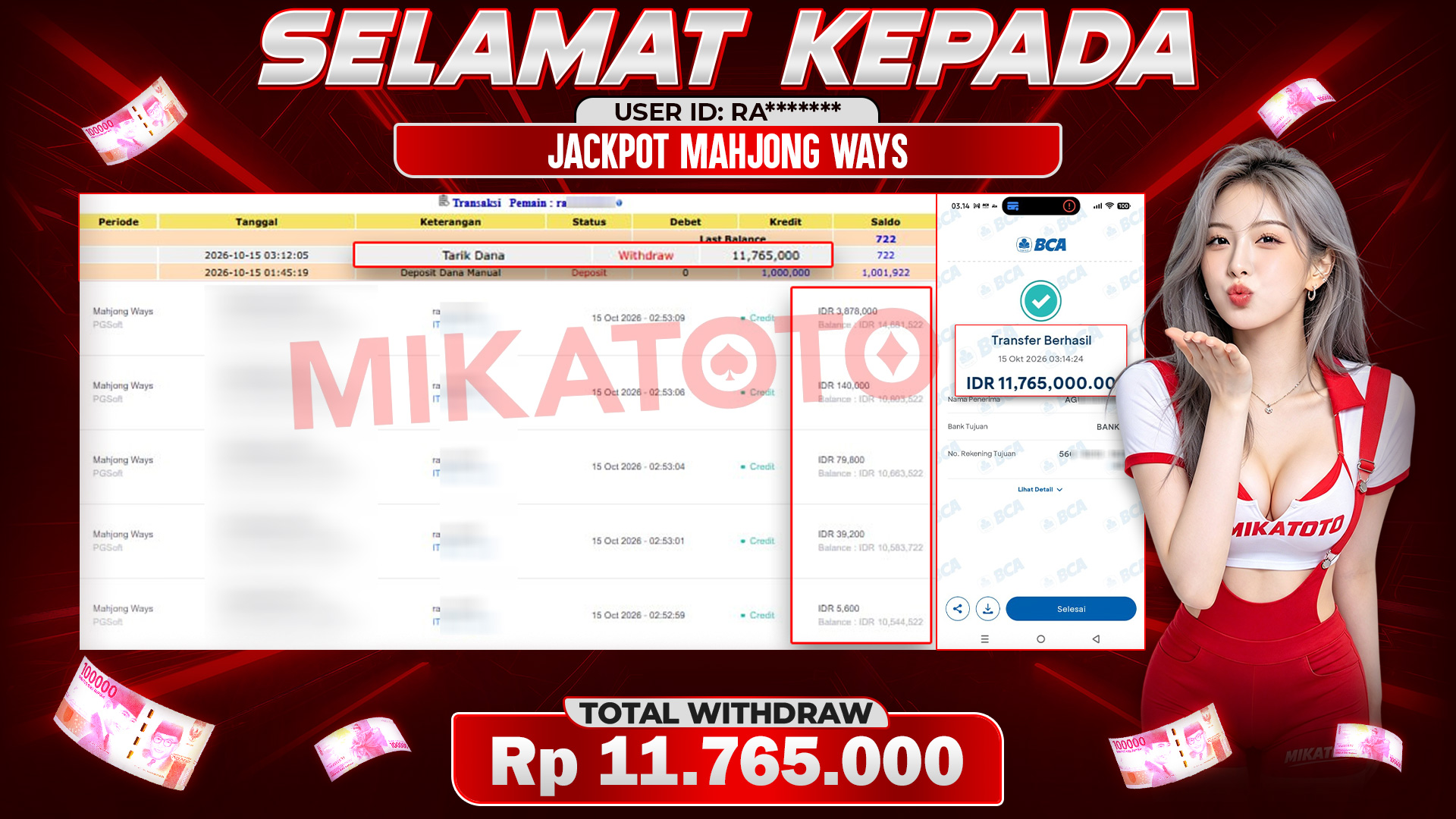 🏆 SELAMAT KEPADA PEMENANG JACKPOT DI Mahjong Ways - PGSoft 11,765,000🏆
