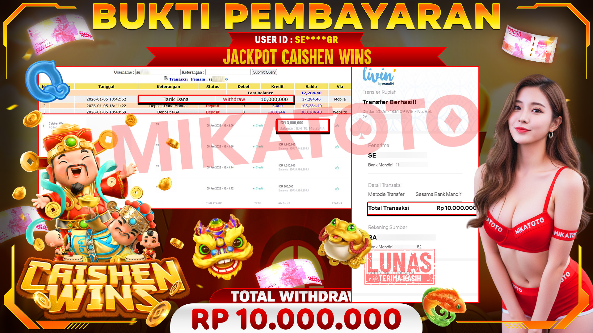 🏆 SELAMAT KEPADA PEMENANG JACKPOT DI Caishen Wins - PGSoft 10,000,000🏆