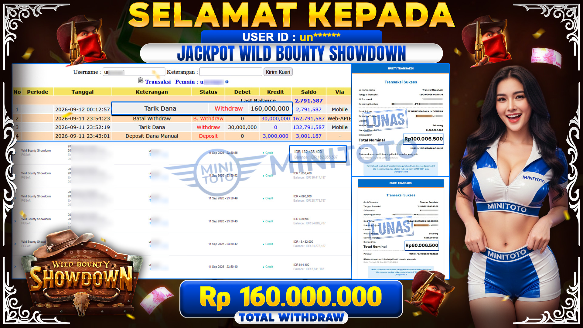 BUKTI JACKPOT WILD BOUNTY SHOWDOWN - PG  SOFT