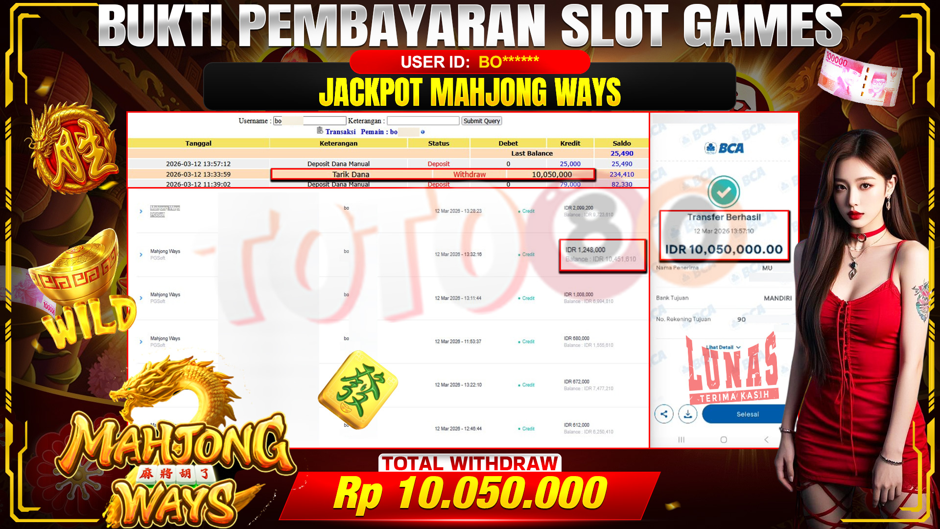 🎉💰 TOTO80 – JACKPOT SLOT MAHJONG WAYS  RP. 10,050,000,- TELAH DIBAYARKAN! 🎉💰