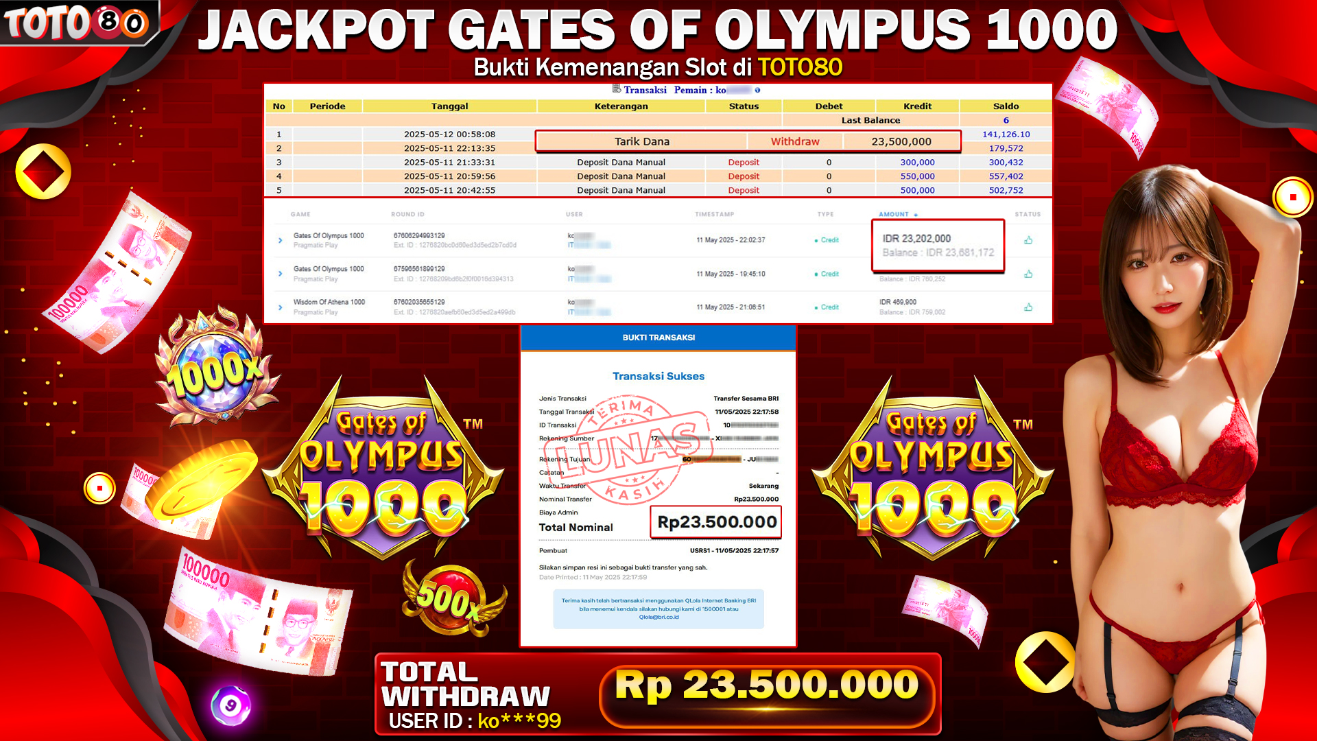 TOTO80 JACKPOT GATES OF OLYMPUS  Rp.23.500.000,- LUNAS