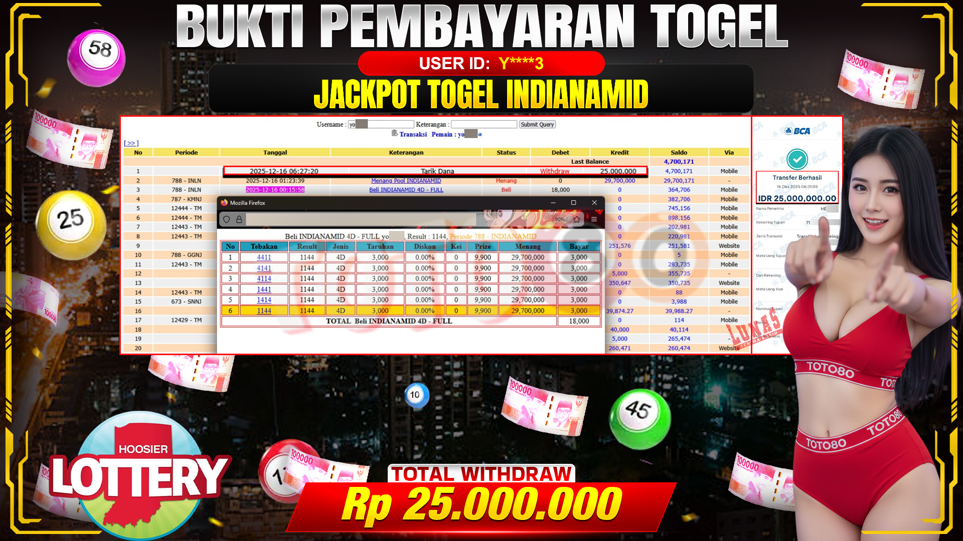 🎉 TOTO80 – JACKPOT TOGEL INDIANA-MID RP. 25,000,000,- TELAH DIBAYARKAN! 🎉