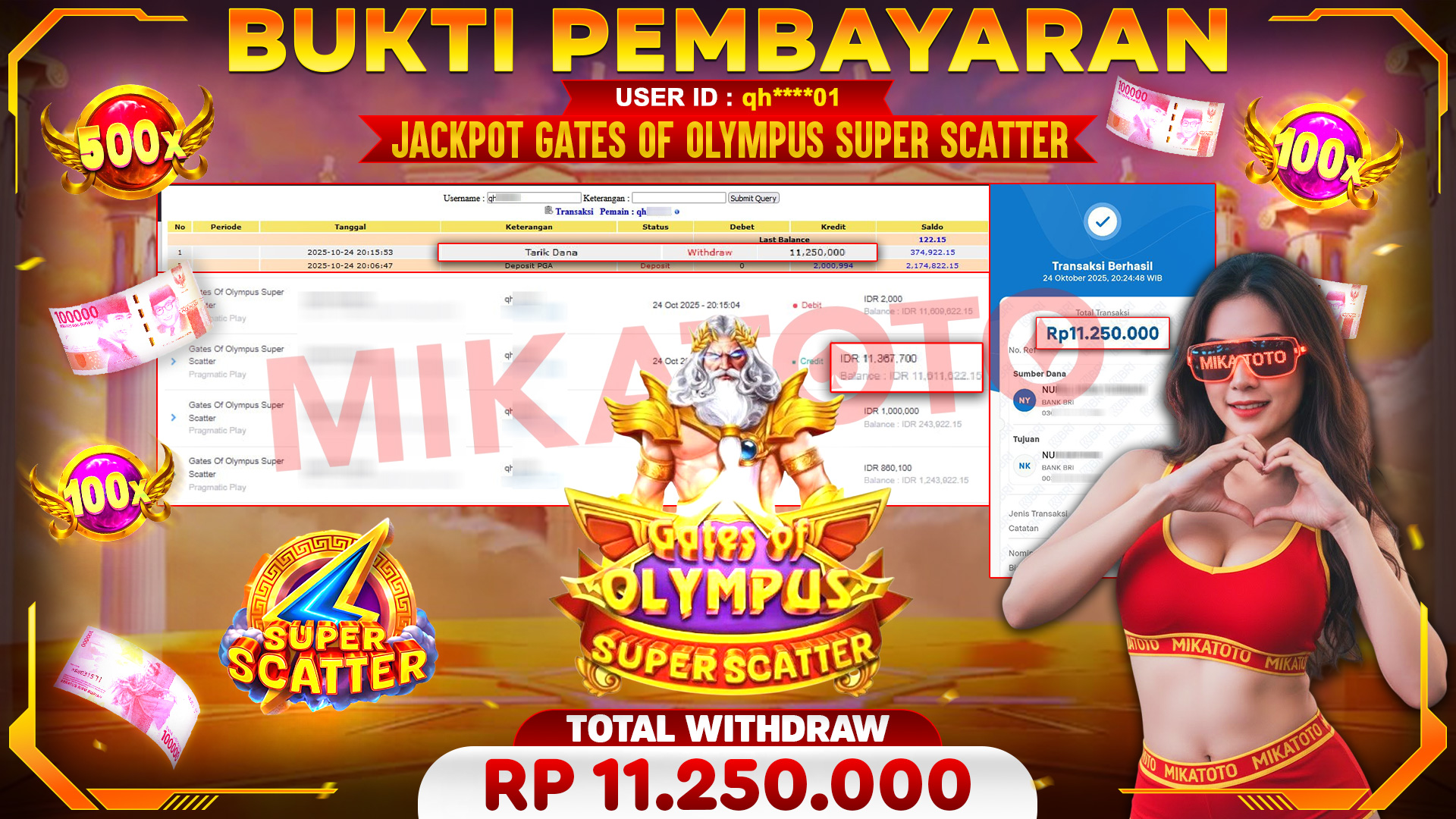 🏆 SELAMAT KEPADA PEMENANG JACKPOT DI Gates Of Olympus Super Scatter  - Pragmatic Play 11,250,000🏆