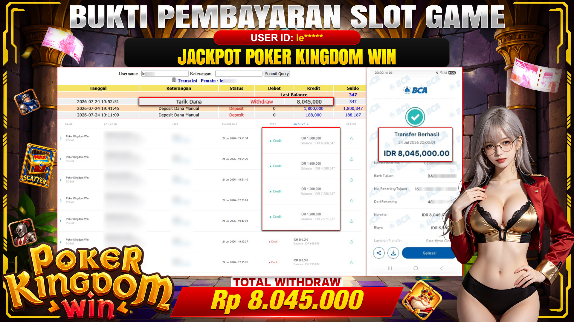 💰🎉 TOTO80 – JACKPOT SLOT POKER KINGDOM WIN RP. 8,045,000,-   TELAH DIBAYARKAN!💰🎉