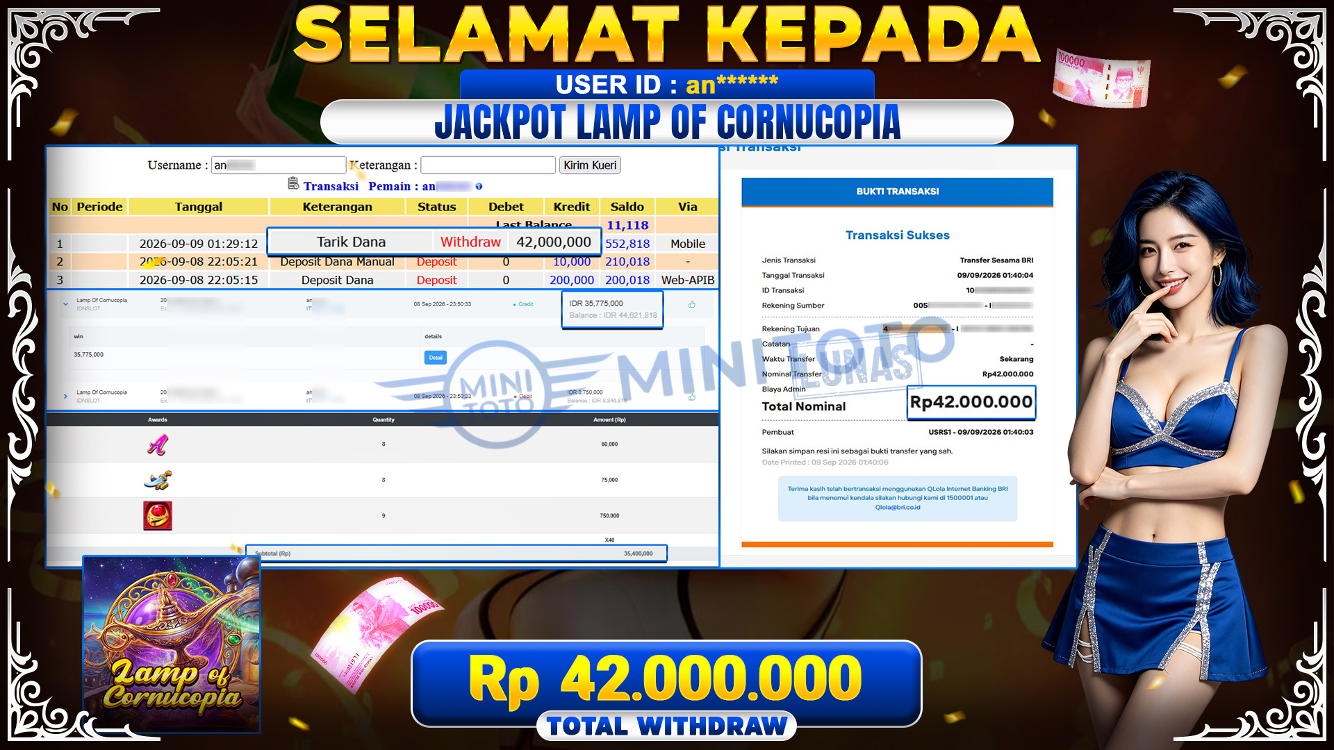 BUKTI JACKPOT LAMP OF CORNUCOPIA - IDNSLOT