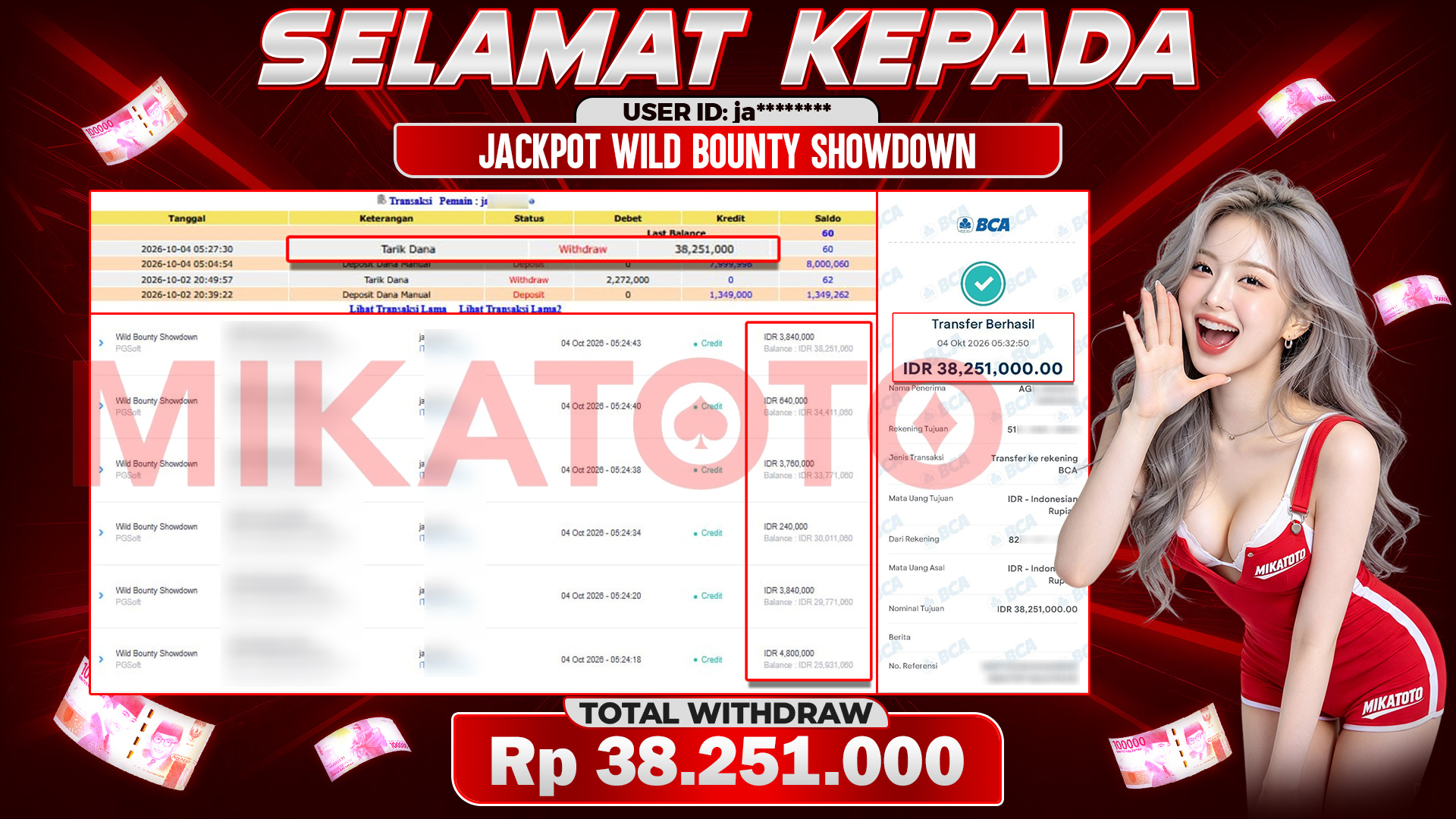 🏆 SELAMAT KEPADA PEMENANG JACKPOT DI Wild Bounty Showdown - PGSoft 38,251,000🏆