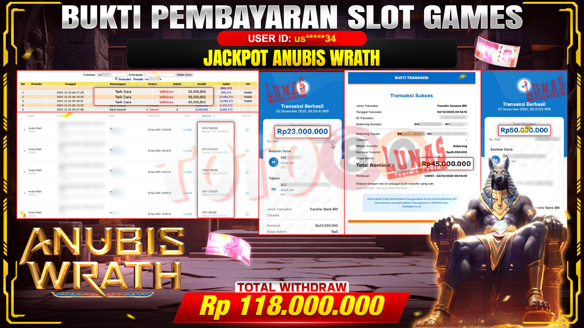 🎉 TOTO80 – JACKPOT SLOT ANUBIS WRATH RP. 118,000,000,- TELAH DIBAYARKAN! 🎉