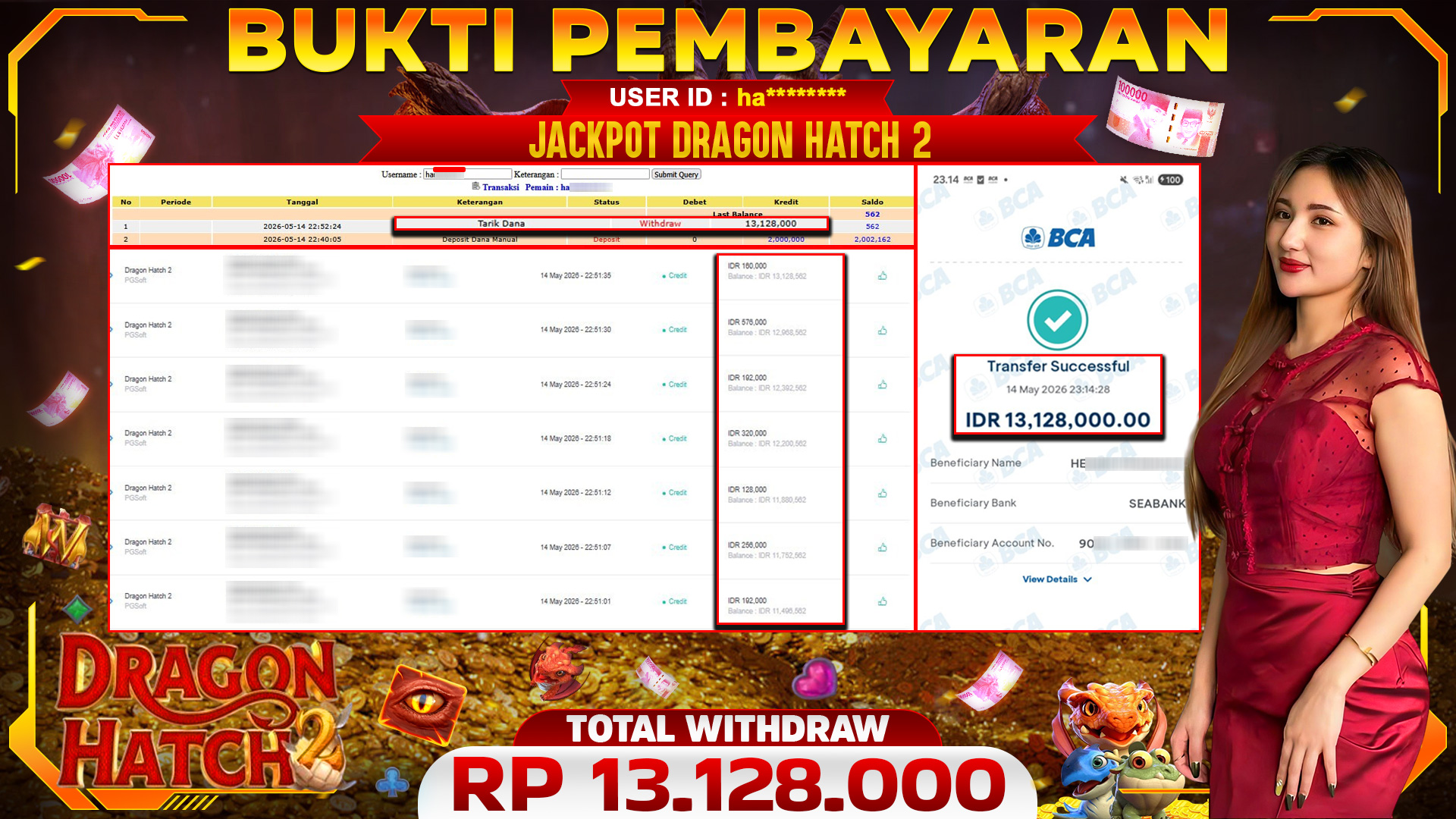 🏆 SELAMAT KEPADA PEMENANG JACKPOT DI Dragon Hatch 2 - PGSoft 13,128,000🏆