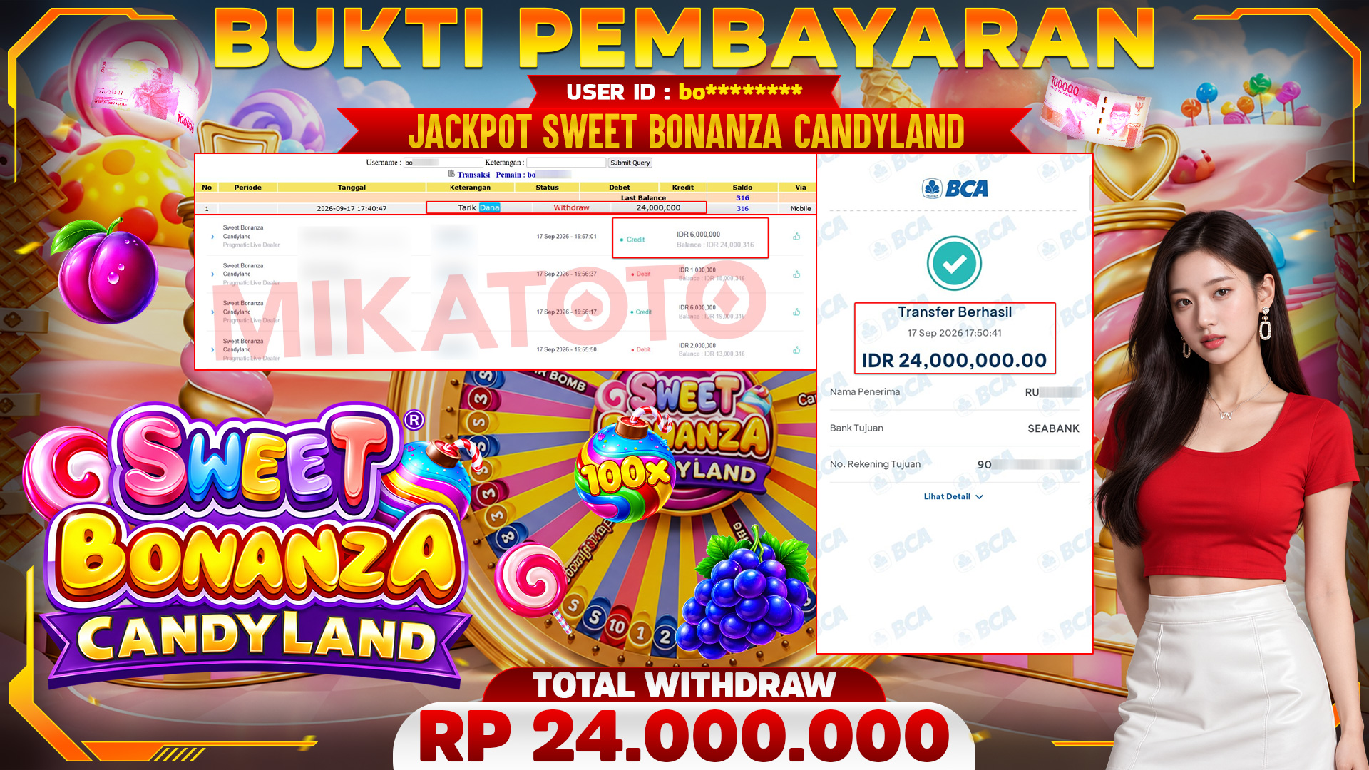 🏆 SELAMAT KEPADA PEMENANG JACKPOT DI Sweet Bonanza Candyland  - Pragmatic Live Dealer 24,000,000 🏆