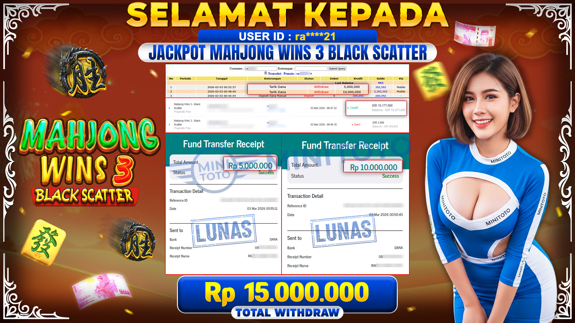 BUKTI JACPOT MAHJONG WINS 3 BLACK SCATTER - Pragmatic Play