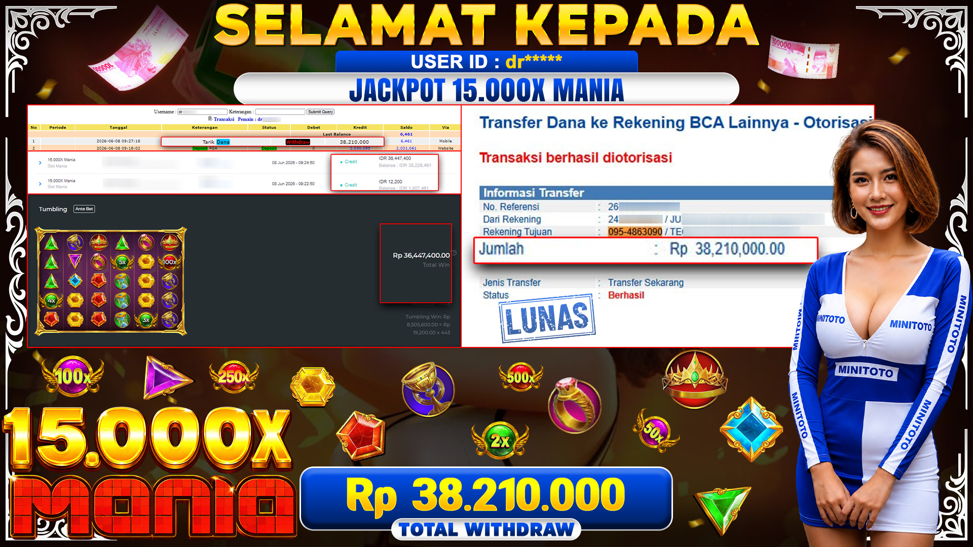BUKTI JACKPOT 15.000 X MANIA - SLOT MANIA