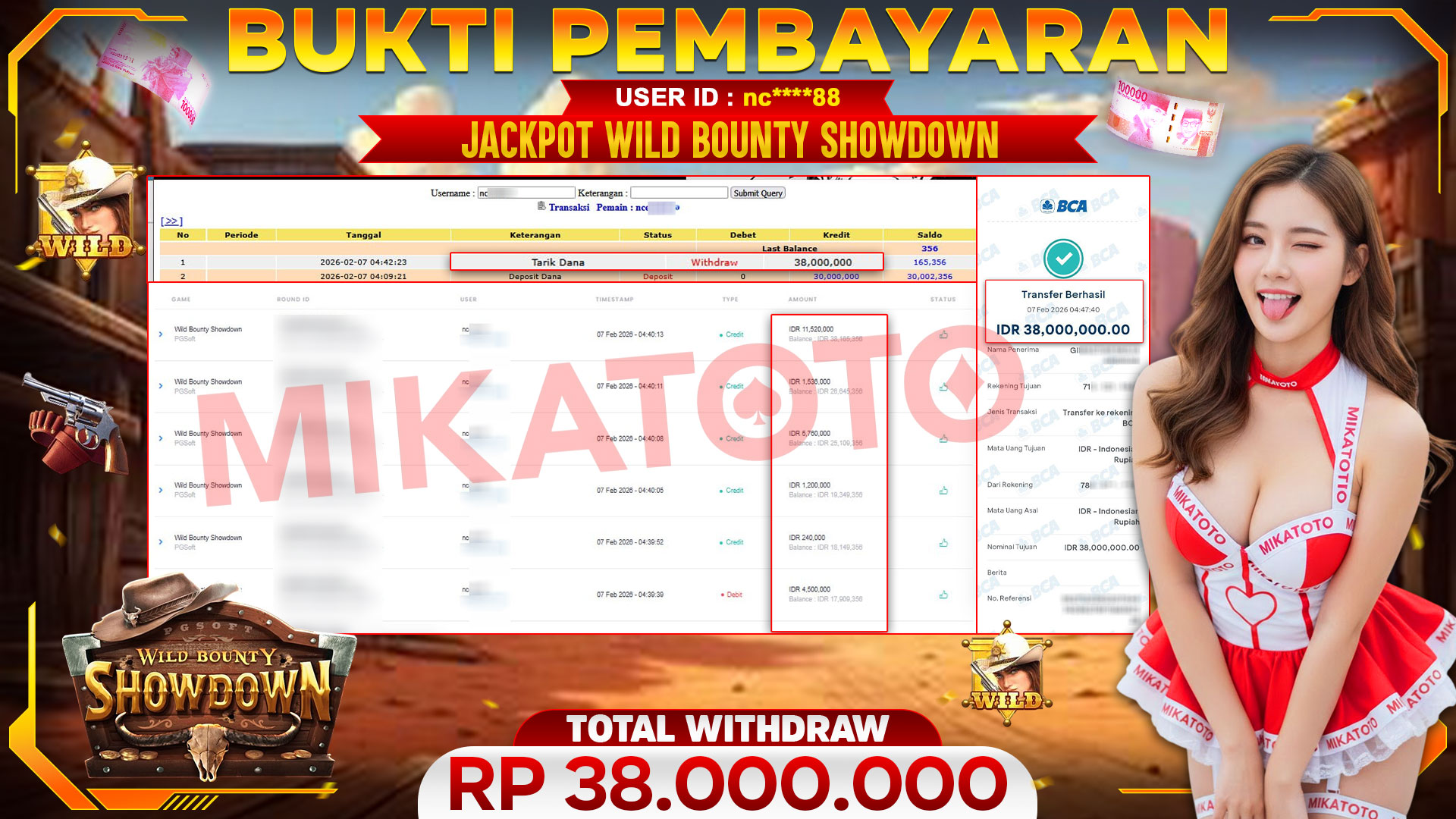 🏆 SELAMAT KEPADA PEMENANG JACKPOT DI Wild Bounty Showdown - PGSoft 38,000,000🏆