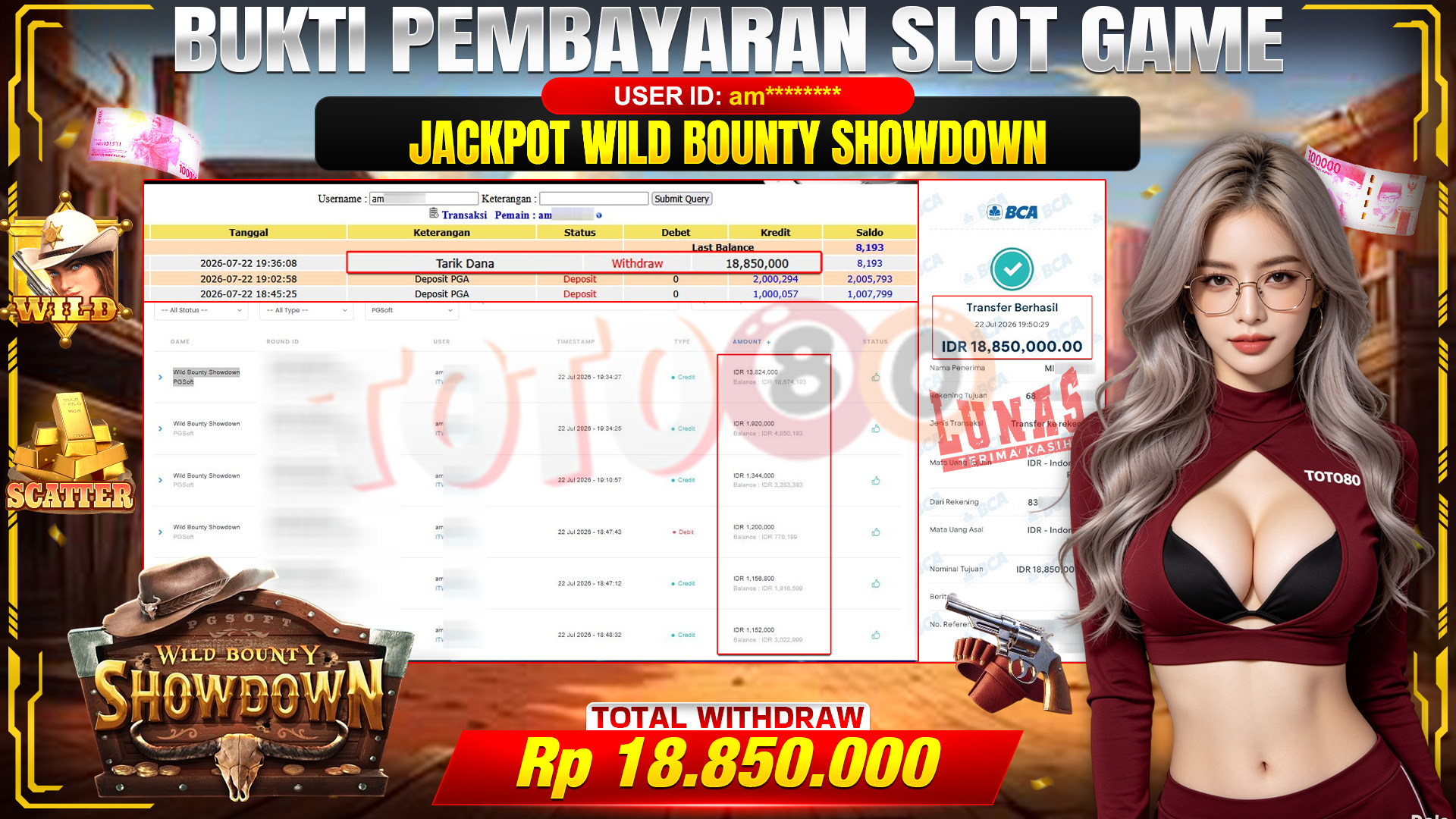 💰🎉 TOTO80 – JACKPOT SLOT WILD BOUNTY SHOWDOWN  RP. 18,850,000,- TELAH DIBAYARKAN!💰🎉