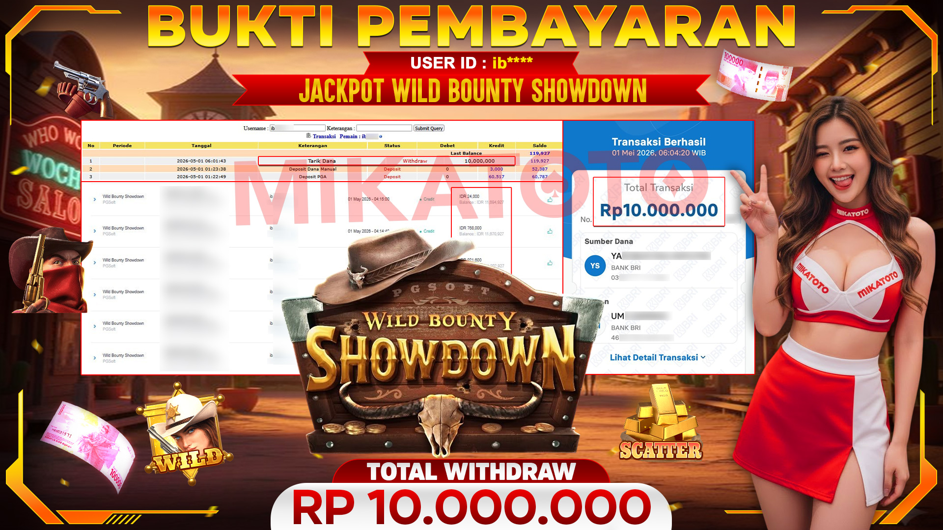 🏆 SELAMAT KEPADA PEMENANG JACKPOT DI Wild Bounty Showdown - PGSoft 10,000,000 🏆