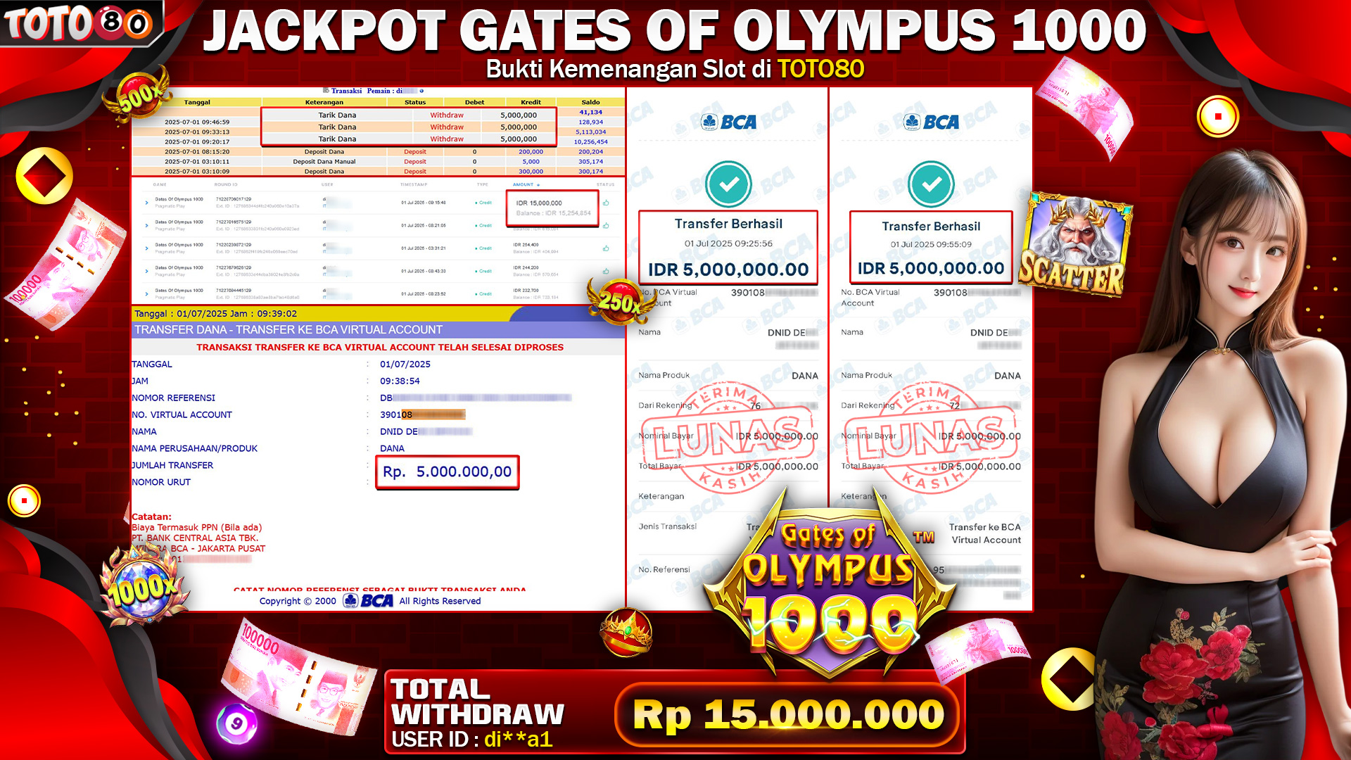 🎉 TOTO80 – JACKPOT SLOT GATES OF OLYMPUS 1000 RP.15,000,000,- TELAH DIBAYARKAN!🎉