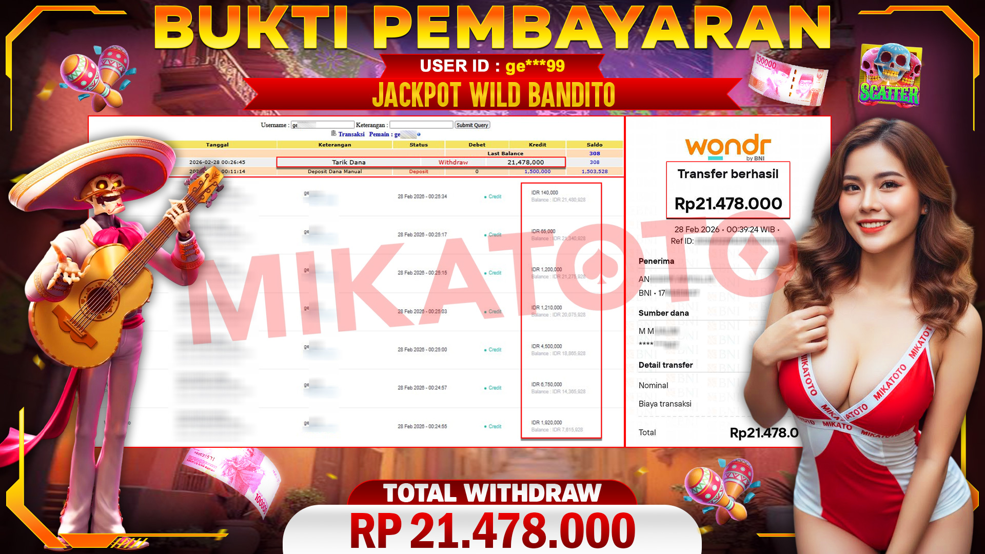🏆 SELAMAT KEPADA PEMENANG JACKPOT DI Wild Bandito - PGSoft 21,478.000🏆