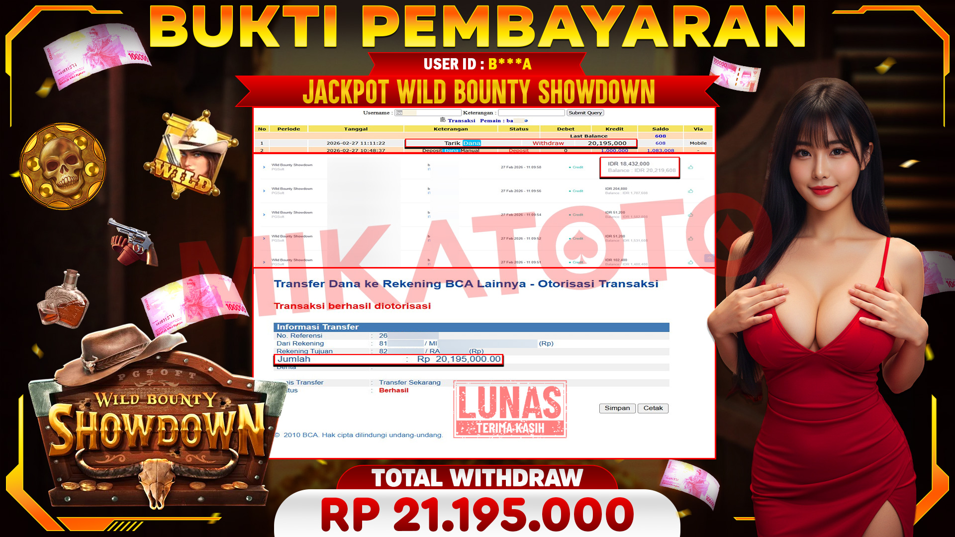 🏆 SELAMAT KEPADA PEMENANG JACKPOT DI Wild Bounty Showdown - PGSoft 21,195.000🏆