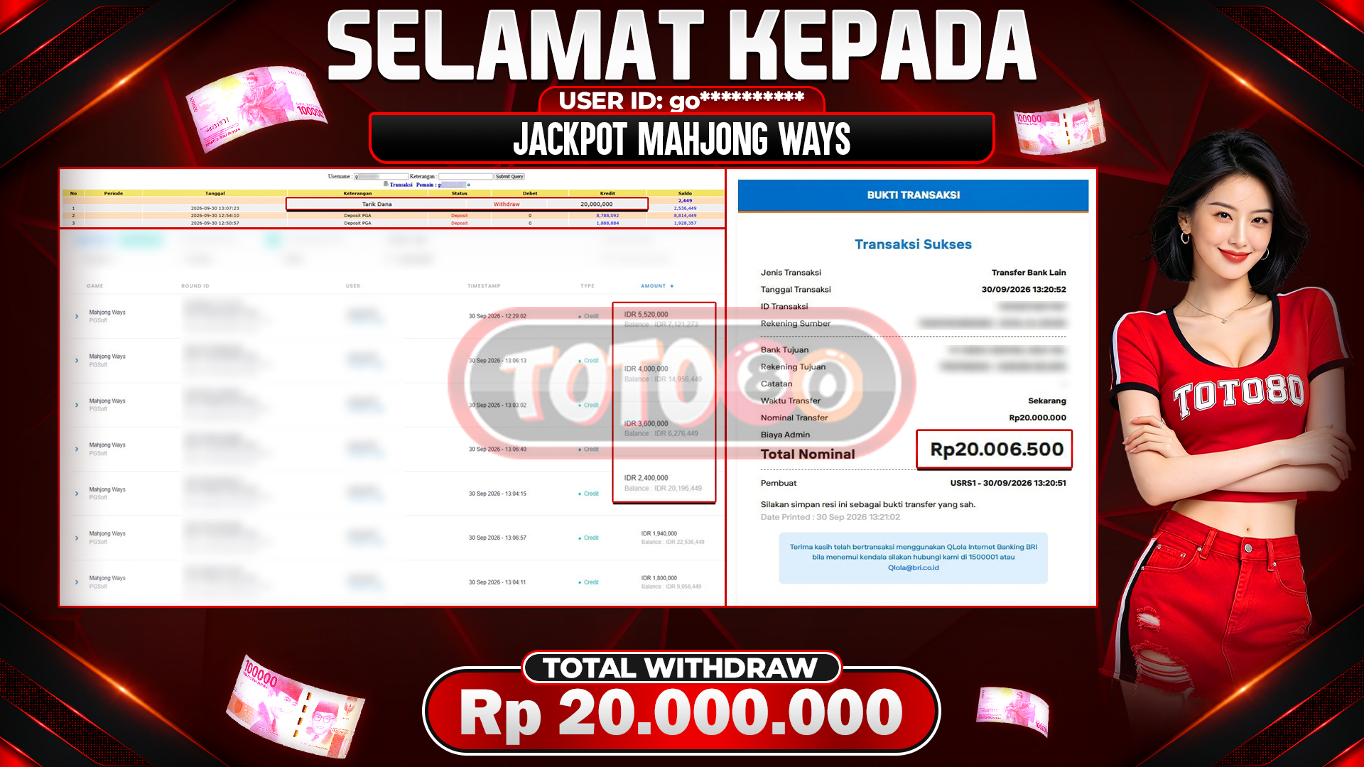 💰🎉 TOTO80 – JACKPOT SLOT MAHJONG  WAYS RP. 20,000,000,-  TELAH DIBAYARKAN!💰🎉
