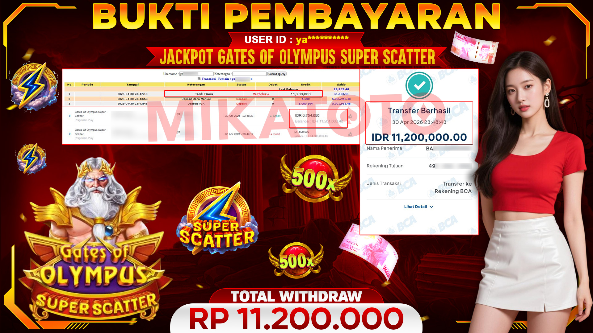 🏆 SELAMAT KEPADA PEMENANG JACKPOT DI Gates Of Olympus Super Scatter - Pragmatic Play 11,200,000 🏆