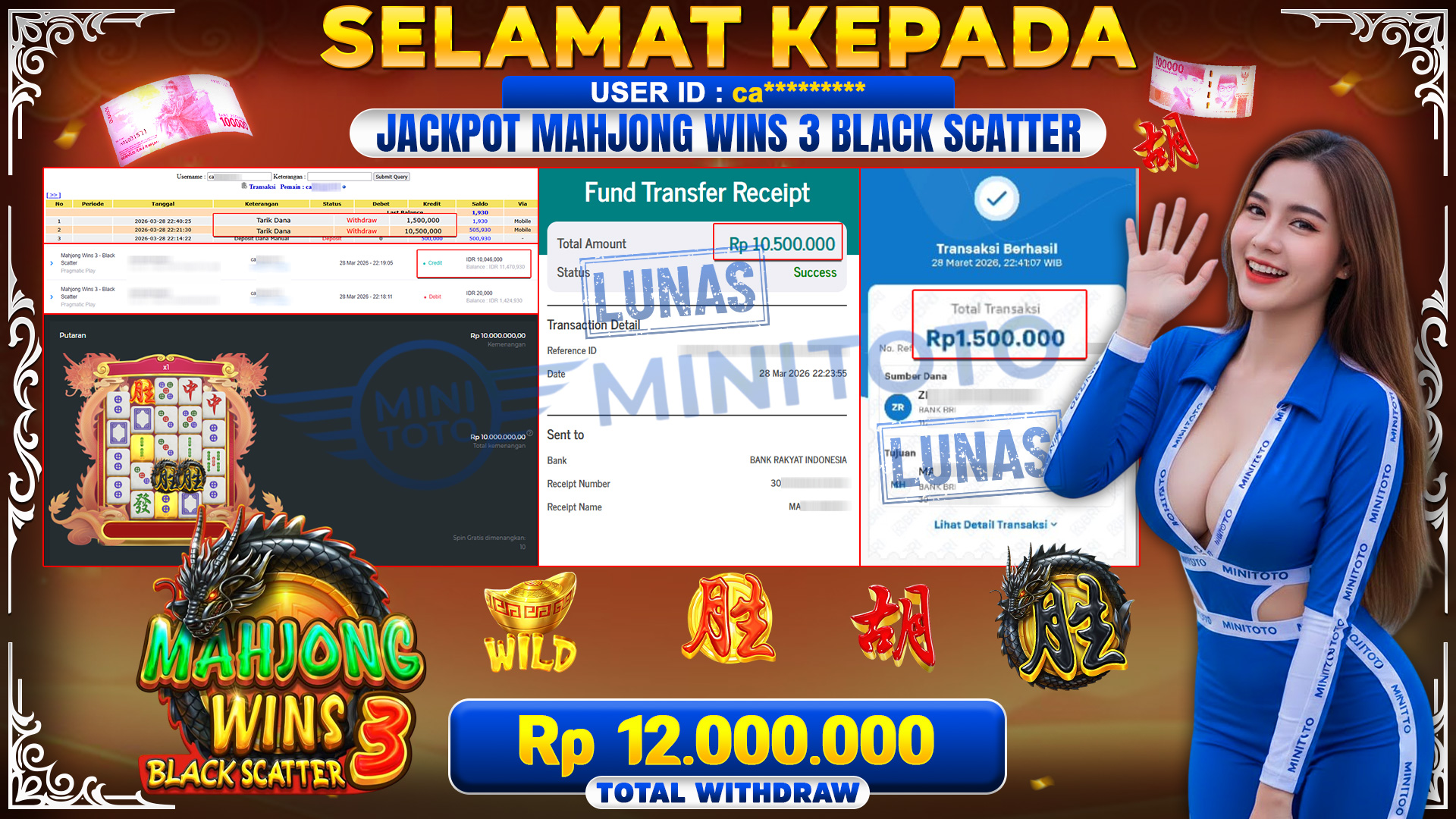 BUKTI JACPOT Mahjong Wins 3 - Black Scatter - Pragmatic Play