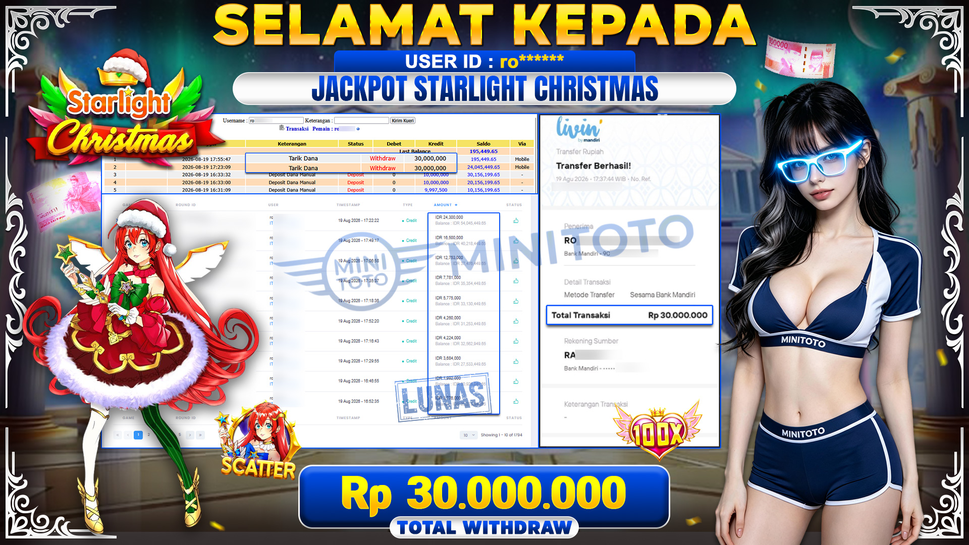 BUKTI JACKPOT STARLIGHT CHRISTMAS - PRAGMATIC PLAY 
