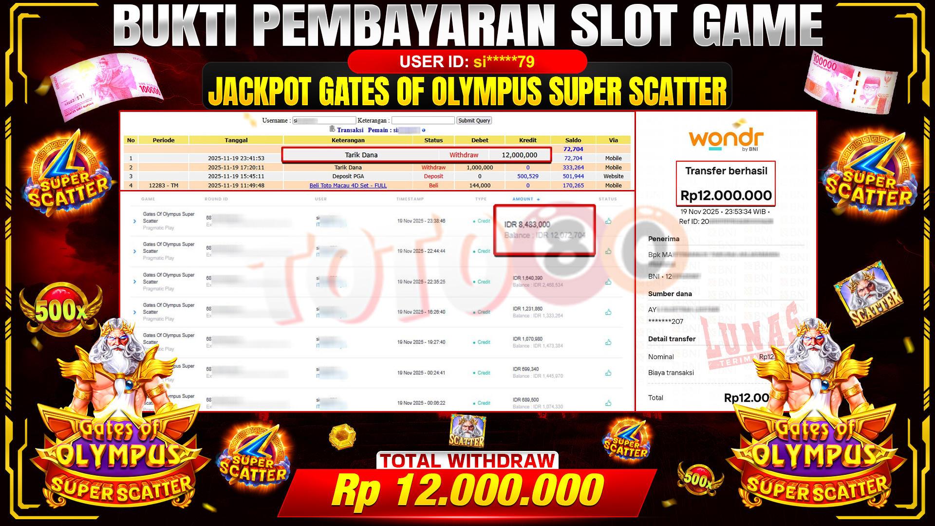 🎉 TOTO80 – JACKPOT SLOT GATES OF OLYMPUS SUPER SCATTER RP.12,000,000,- TELAH DIBAYARKAN! 🎉