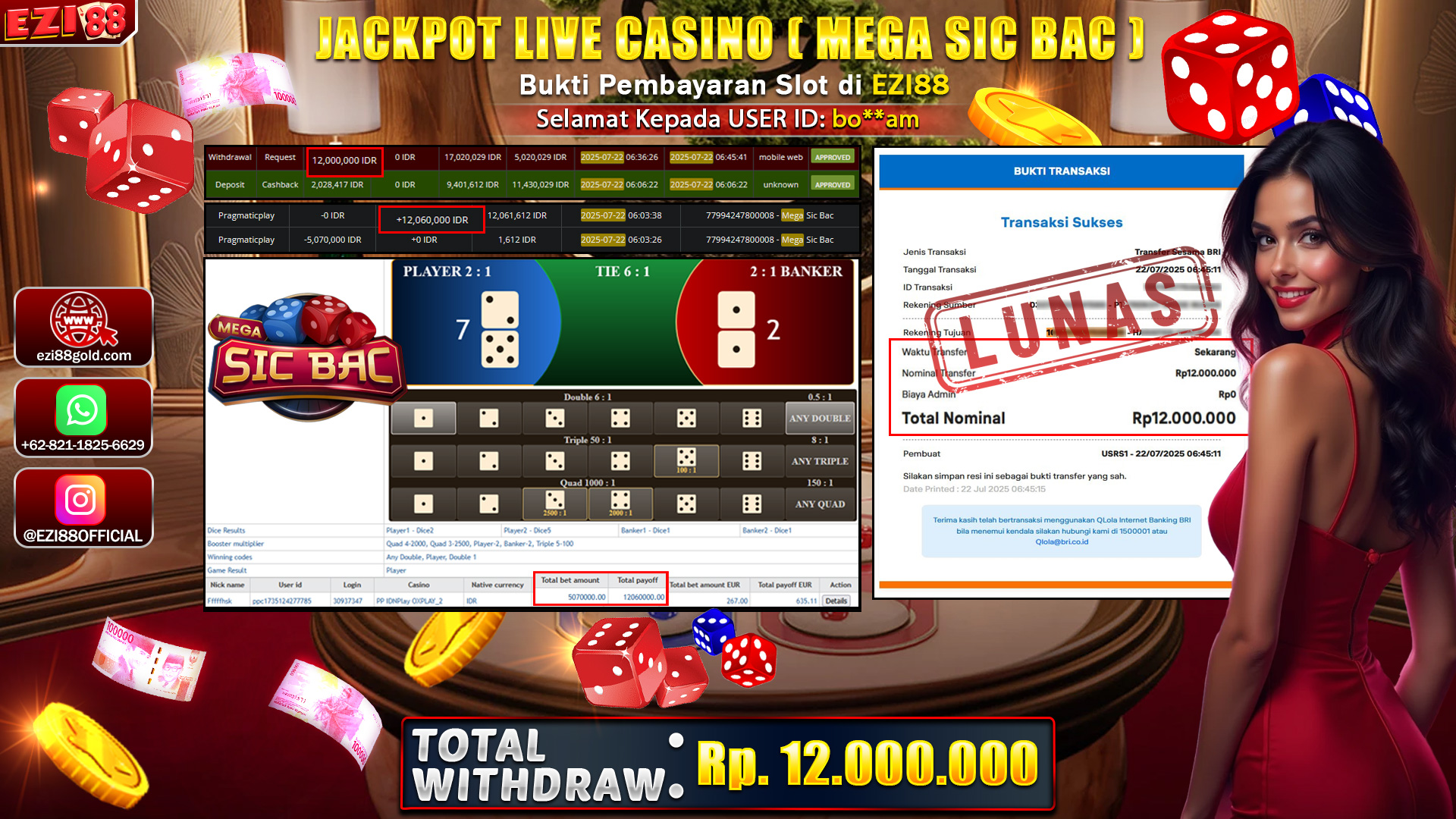 JACKPOT LIVE CASINO ( MEGA SIC BAC )