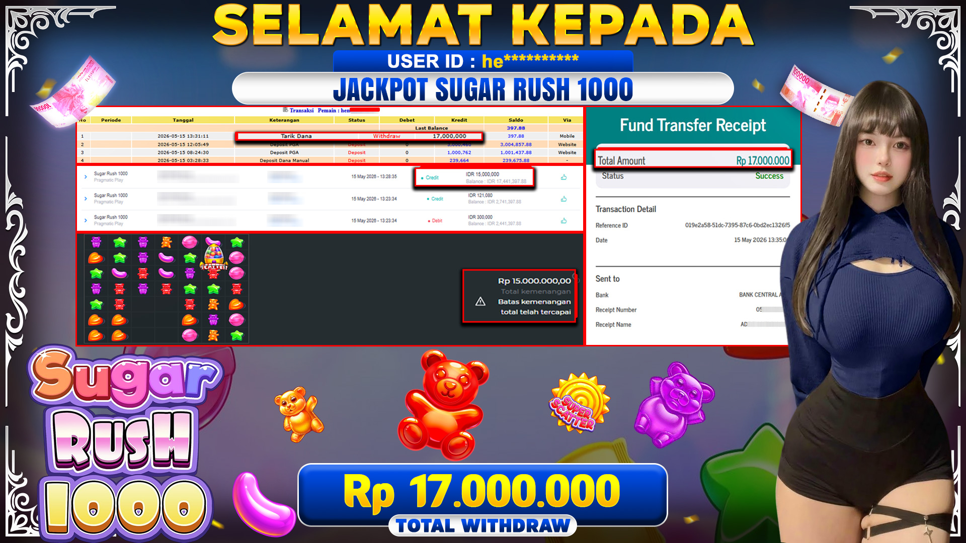 BUKTI JACPOT  Sugar Rush 1000 -  Pragmatic Play