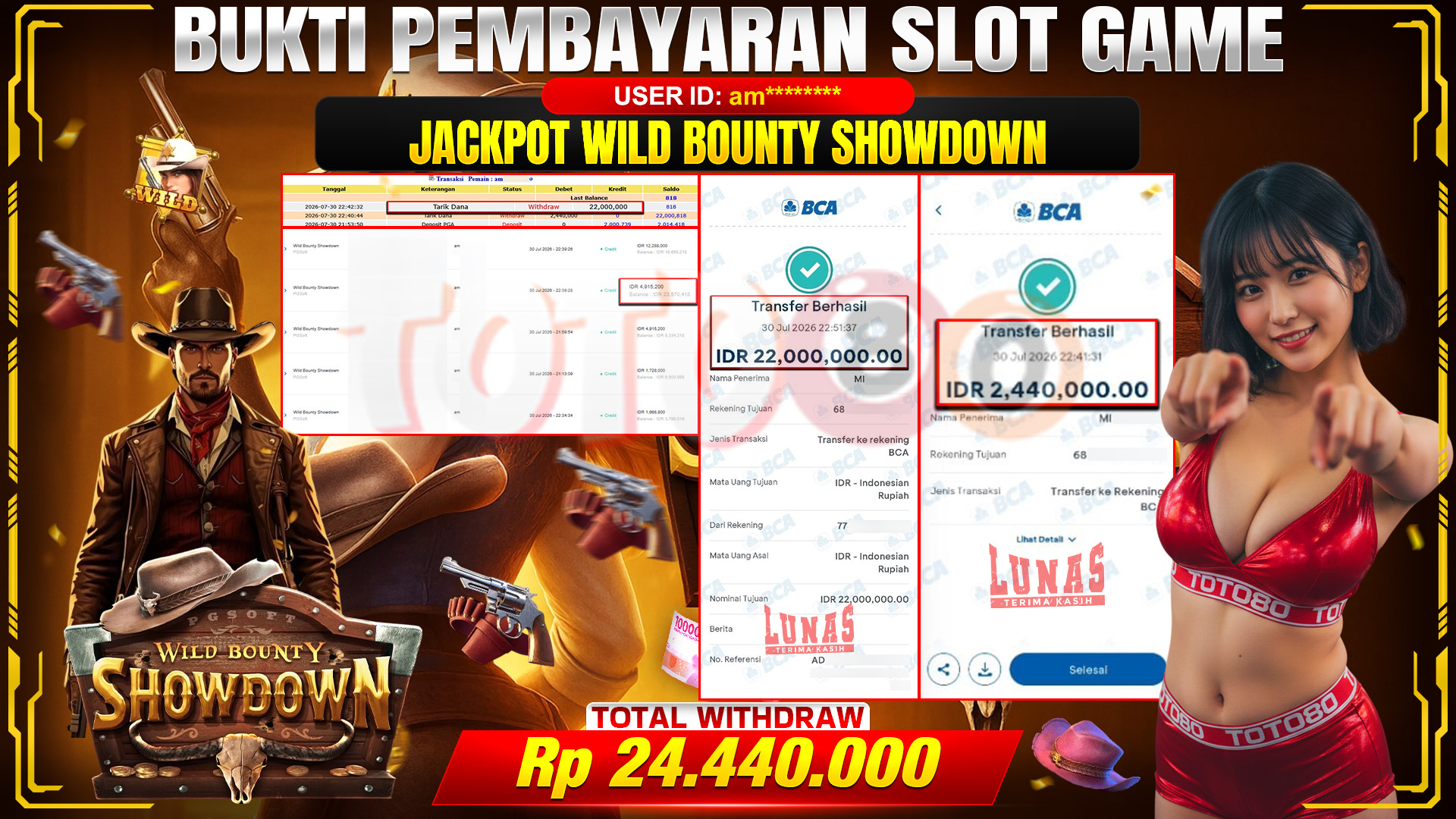 💰🎉 TOTO80 – JACKPOT SLOT WILD BOUNTY SHOWDOWN  RP. 24,440,000,- TELAH DIBAYARKAN!💰🎉
