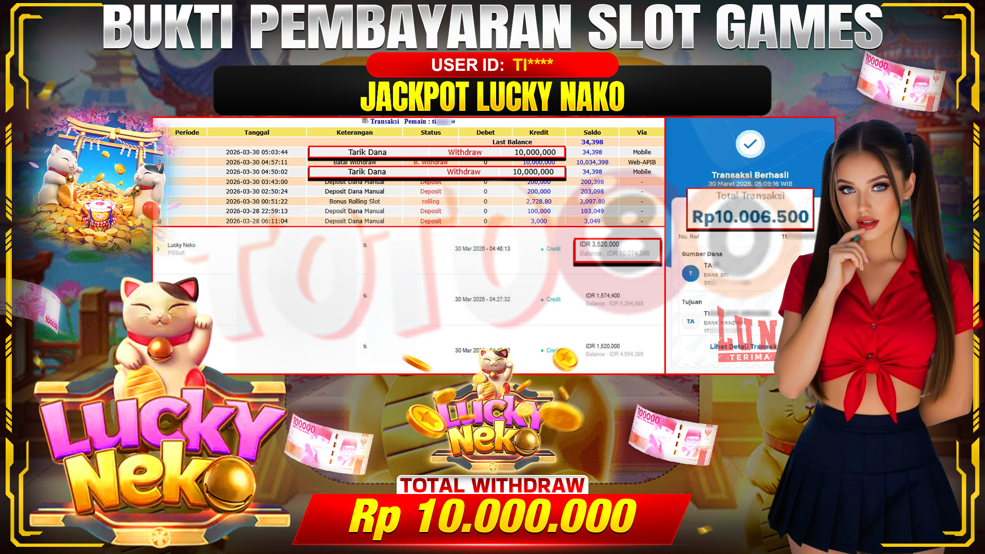💰🎉 TOTO80 – JACKPOT SLOT LUCKY NEKO RP. 10,000,000,- TELAH DIBAYARKAN! 💰🎉