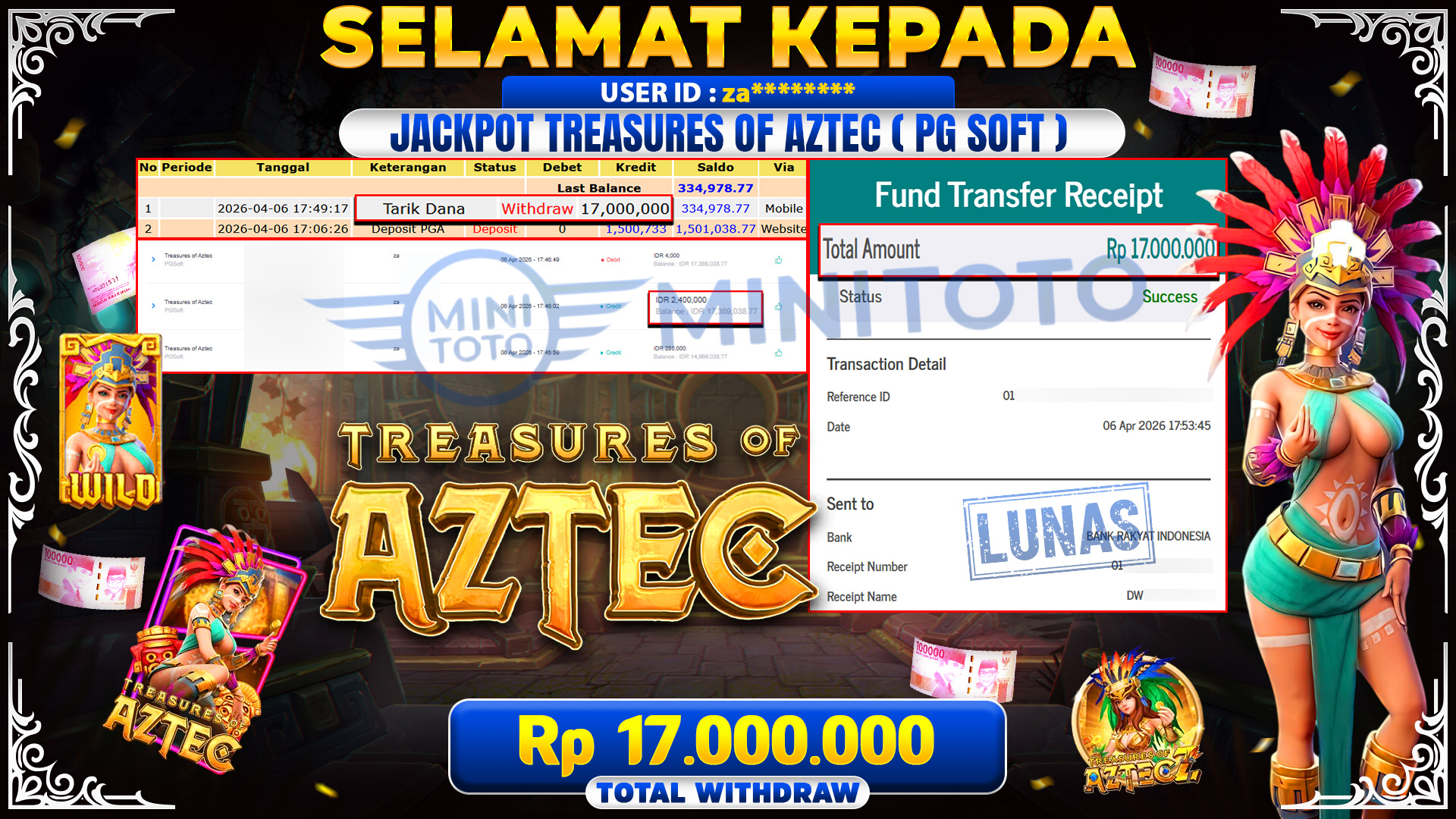BUKTI JACPOT Treasures of Aztec - PGSoft