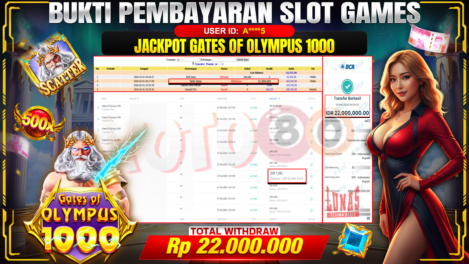 🎉 TOTO80 – JACKPOT SLOT GATES OF OLYMPUS 1000 RP. 22,000,000,- TELAH DIBAYARKAN! 🎉