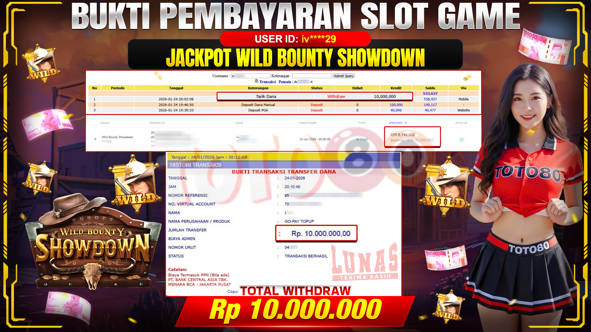 🎉 TOTO80 – JACKPOT SLOT WILD BOUNTY SHOWDOWN RP. 10,000,000,- TELAH DIBAYARKAN! 🎉