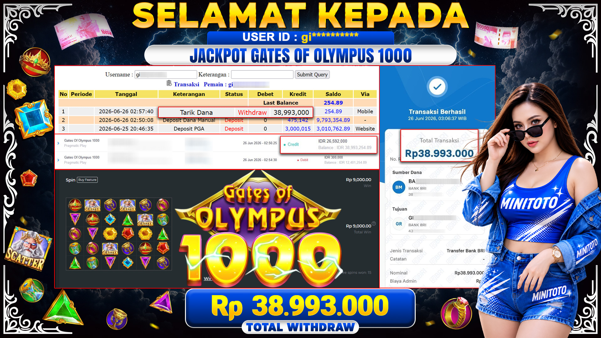 BUKTI JACKPOT GATES OF OLYMPUS 1000 - PRAGMATIC PLAY