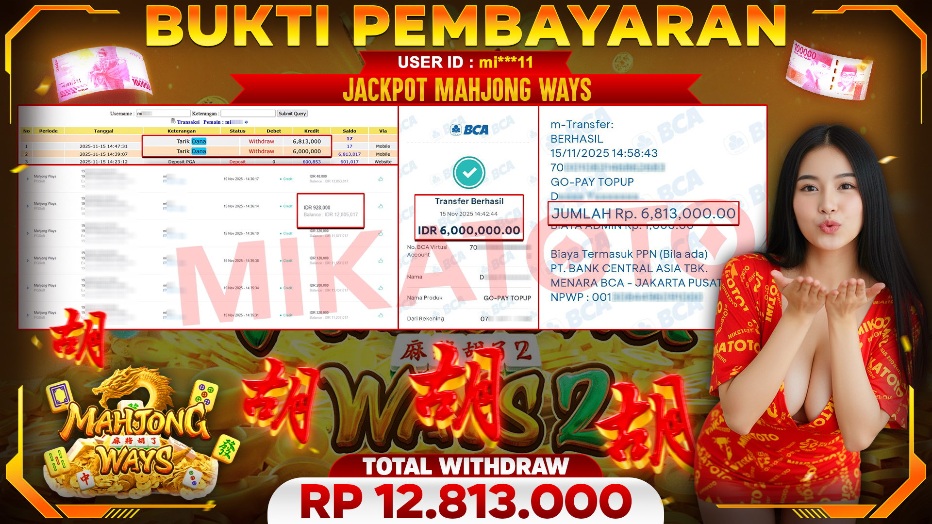🏆 SELAMAT KEPADA PEMENANG JACKPOT DI Mahjong Ways - PG Soft 12,813,000🏆