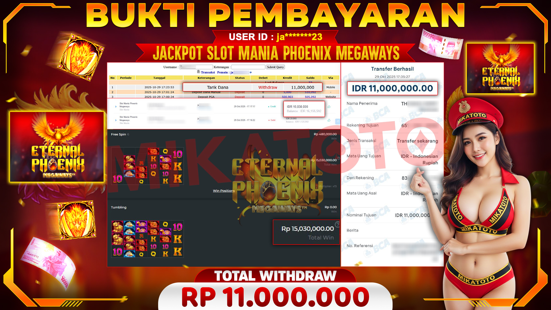 🏆 SELAMAT KEPADA PEMENANG JACKPOT DI Slot Mania Phoenix Megaways - Slot Mania 11,000,000🏆