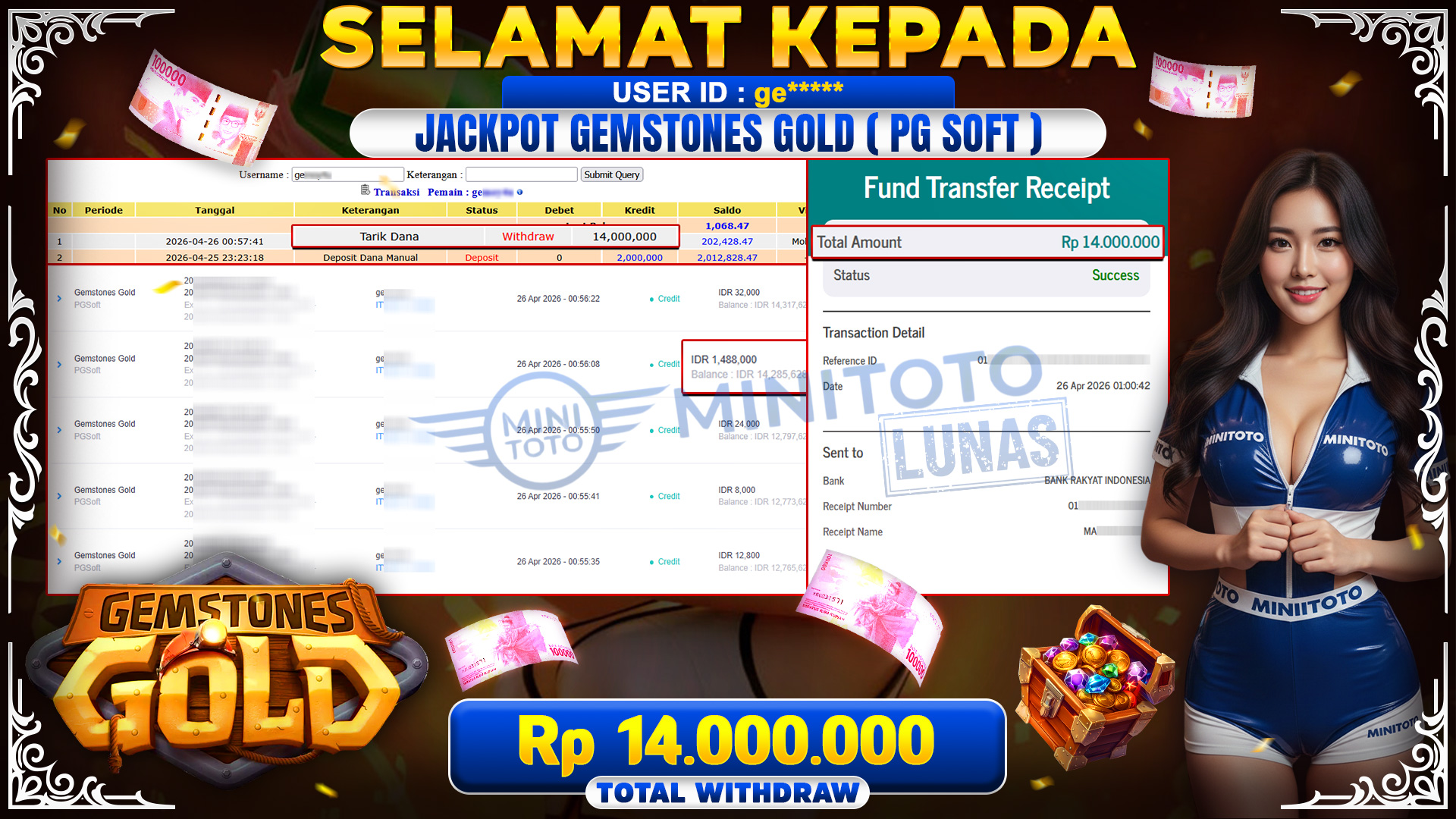 BUKTI JACPOT Gemstones Gold - PGSoft