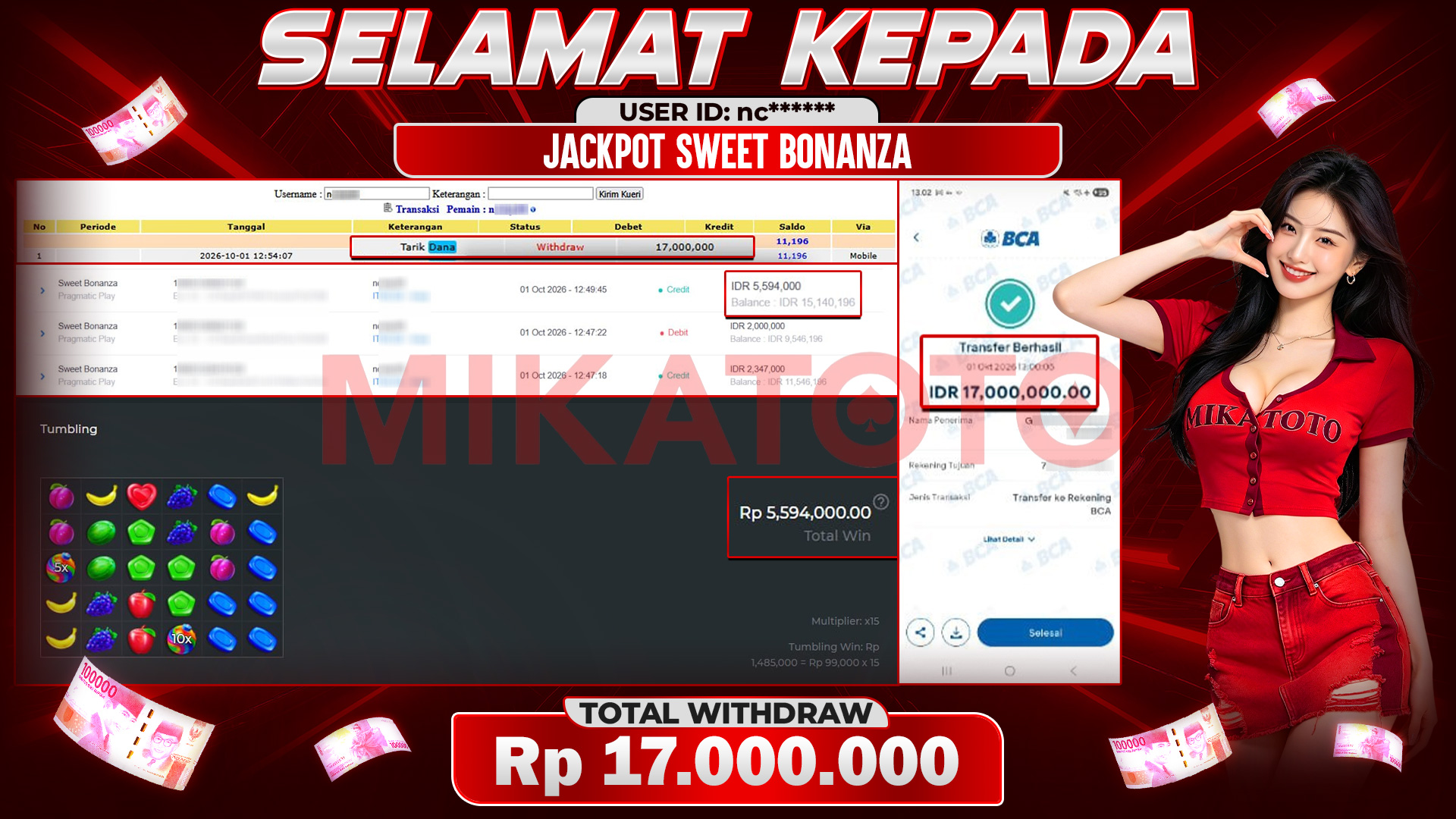 🏆 SELAMAT KEPADA PEMENANG JACKPOT DI Sweet Bonanza - Pragmatic Play 17,000,000 🏆
