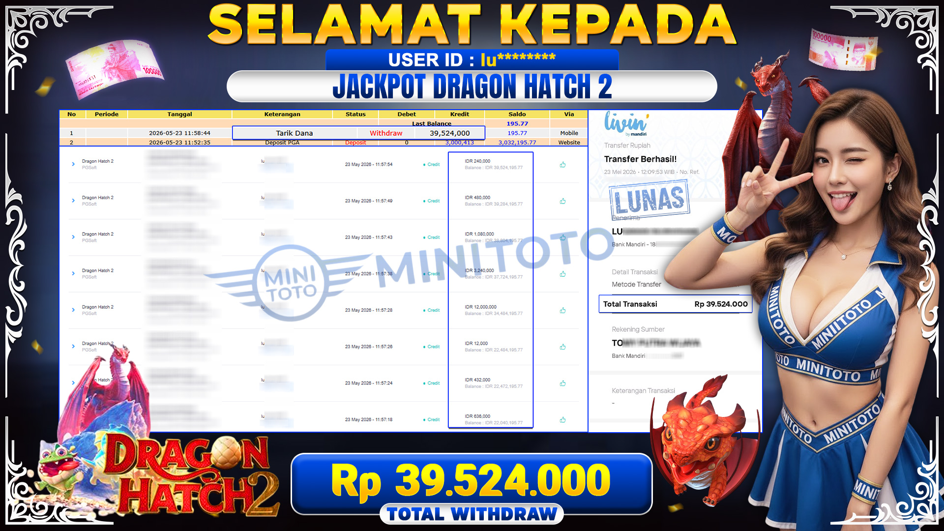 BUKTI JACKPOT Dragon Hatch 2