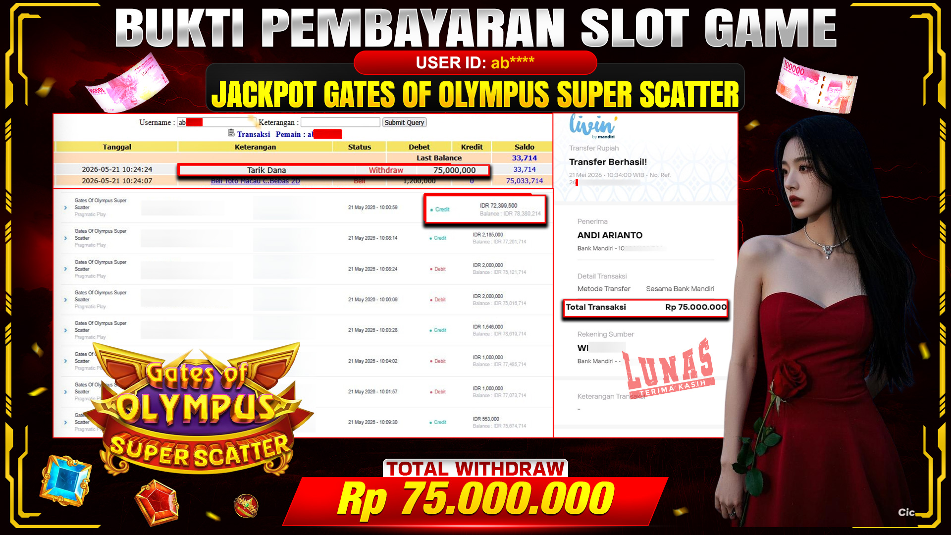 💰🎉 TOTO80 – JACKPOT SLOT GATES OF OLYMPUS SUPER SCATTER RP. 75,000,000,- TELAH DIBAYARKAN!💰🎉