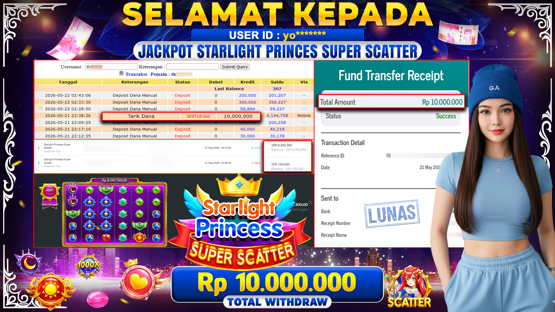 BUKTI JACPOT Starlight Princess Super Scater - Pragmatic Play