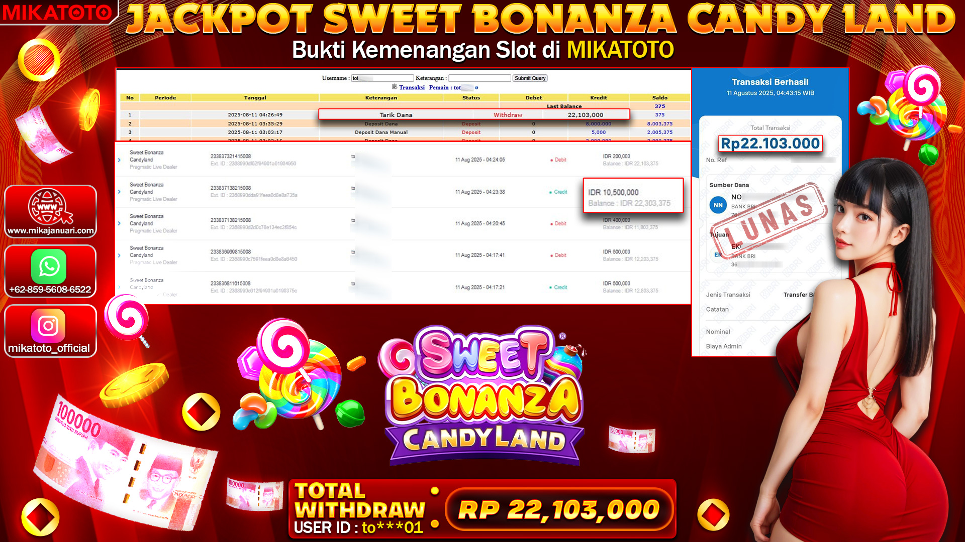 🏆 SELAMAT KEPADA PEMENANG JACKPOT DI Sweet Bonanza Candyland 22,103,000🏆
