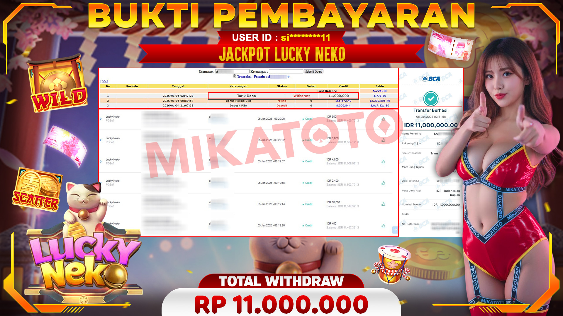🏆 SELAMAT KEPADA PEMENANG JACKPOT DI Lucky Neko - PGSoft 11,000,000🏆