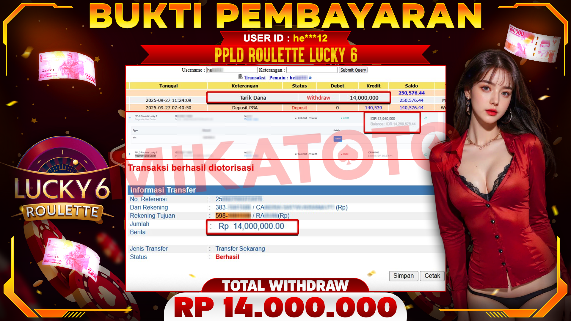 🏆 SELAMAT KEPADA PEMENANG JACKPOT DI PPLD Roulette Lucky 6 - Pragmatic Live Dealer 14,000,000🏆