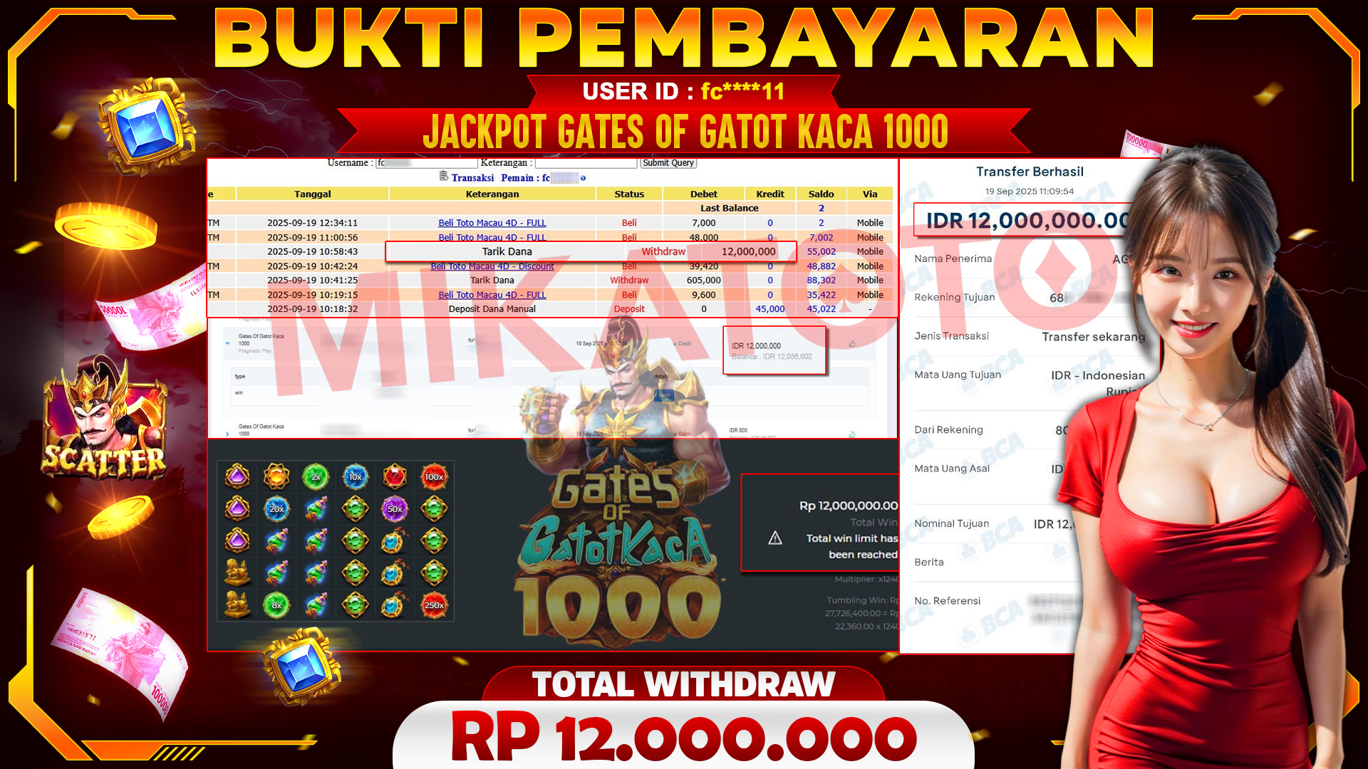 🏆 SELAMAT KEPADA PEMENANG JACKPOT DI Gates Of Gatot Kaca 1000 - Pragmatic Play 12,000,000🏆