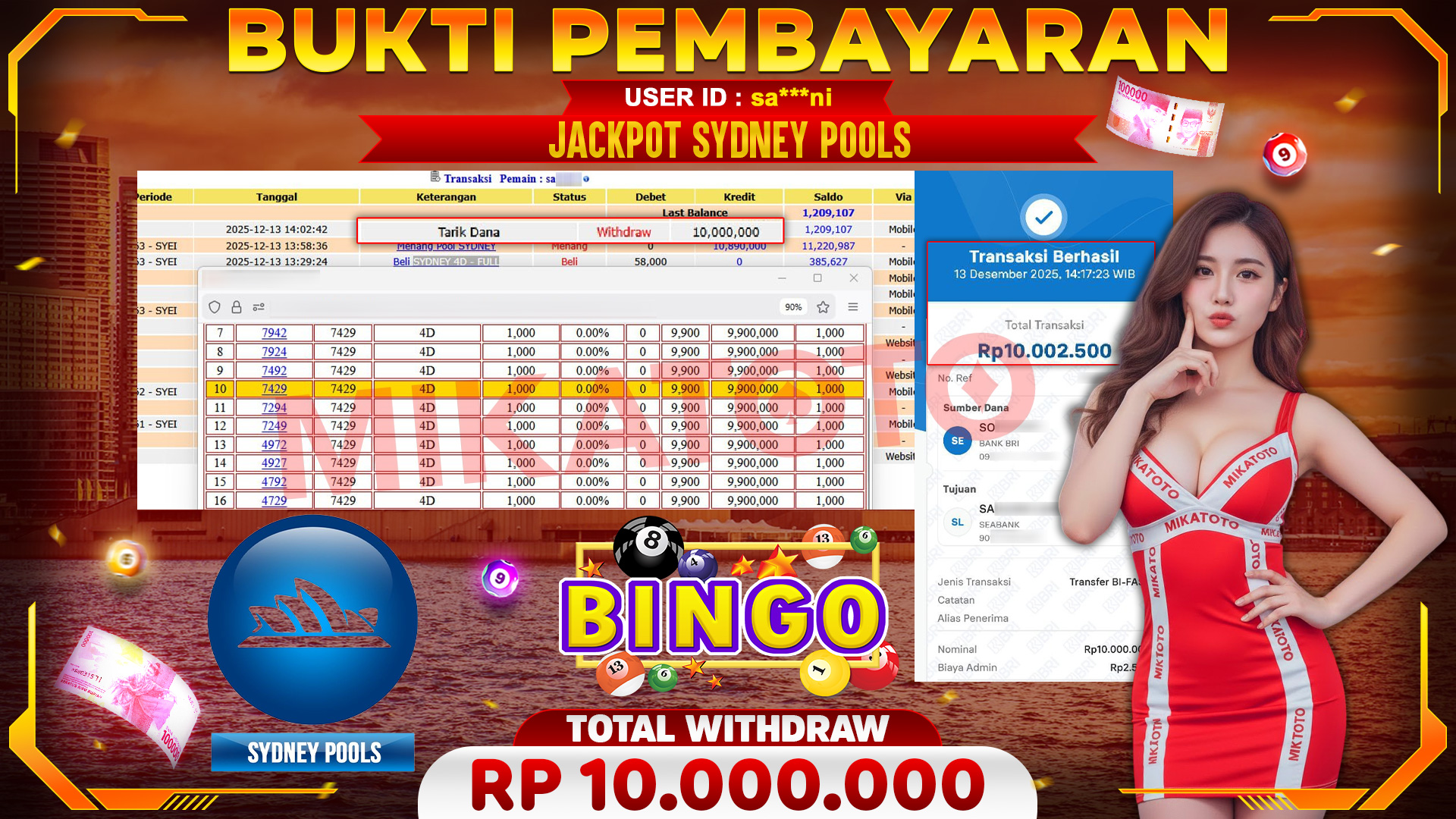 🏆 SELAMAT KEPADA PEMENANG JACKPOT DI SYDNEY LOTTO 4D - TOGEL 10,000,000🏆