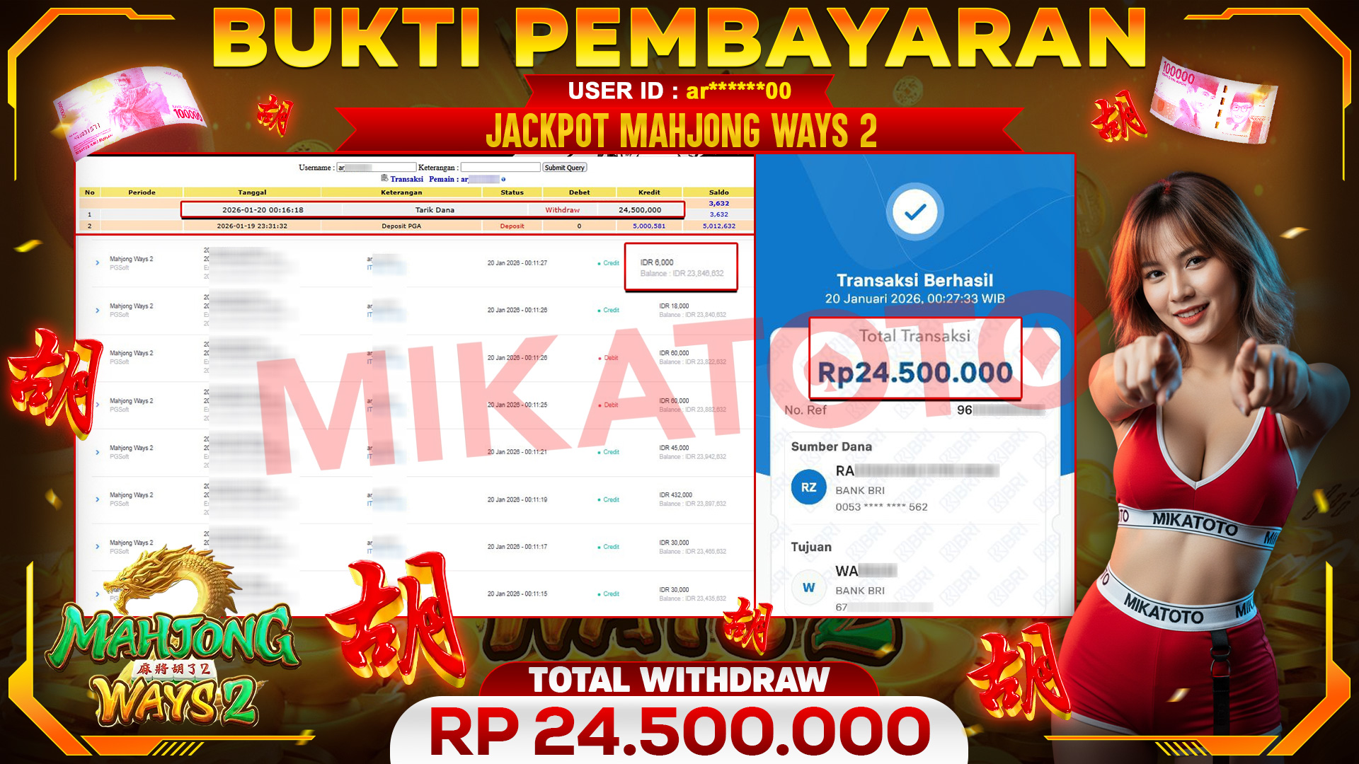 🏆 SELAMAT KEPADA PEMENANG JACKPOT DI Mahjong Ways 2 - PGSoft 24,500,000🏆