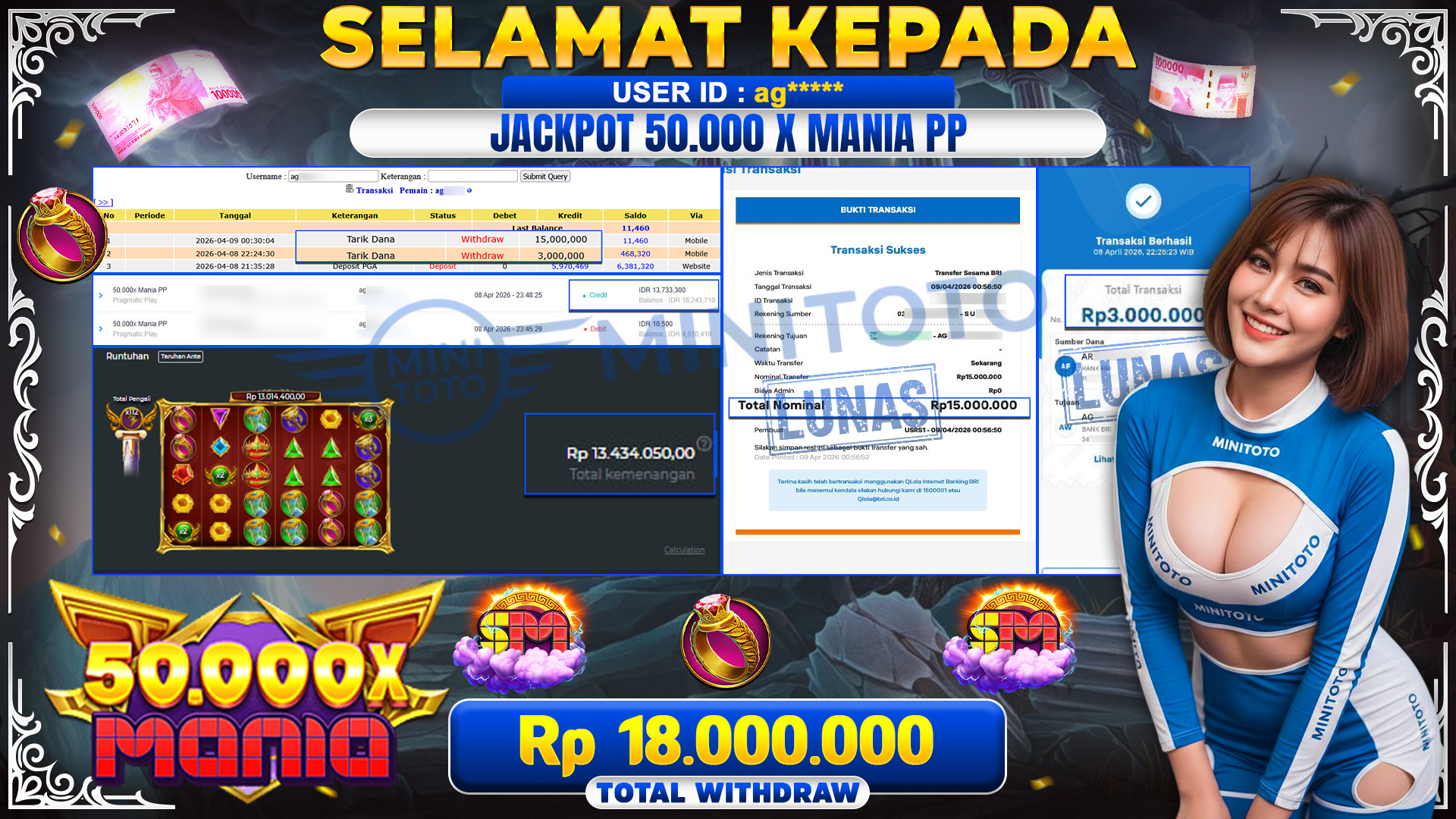 BUKTI JACPOT 50.000x Mania PP - Pragmatic Play