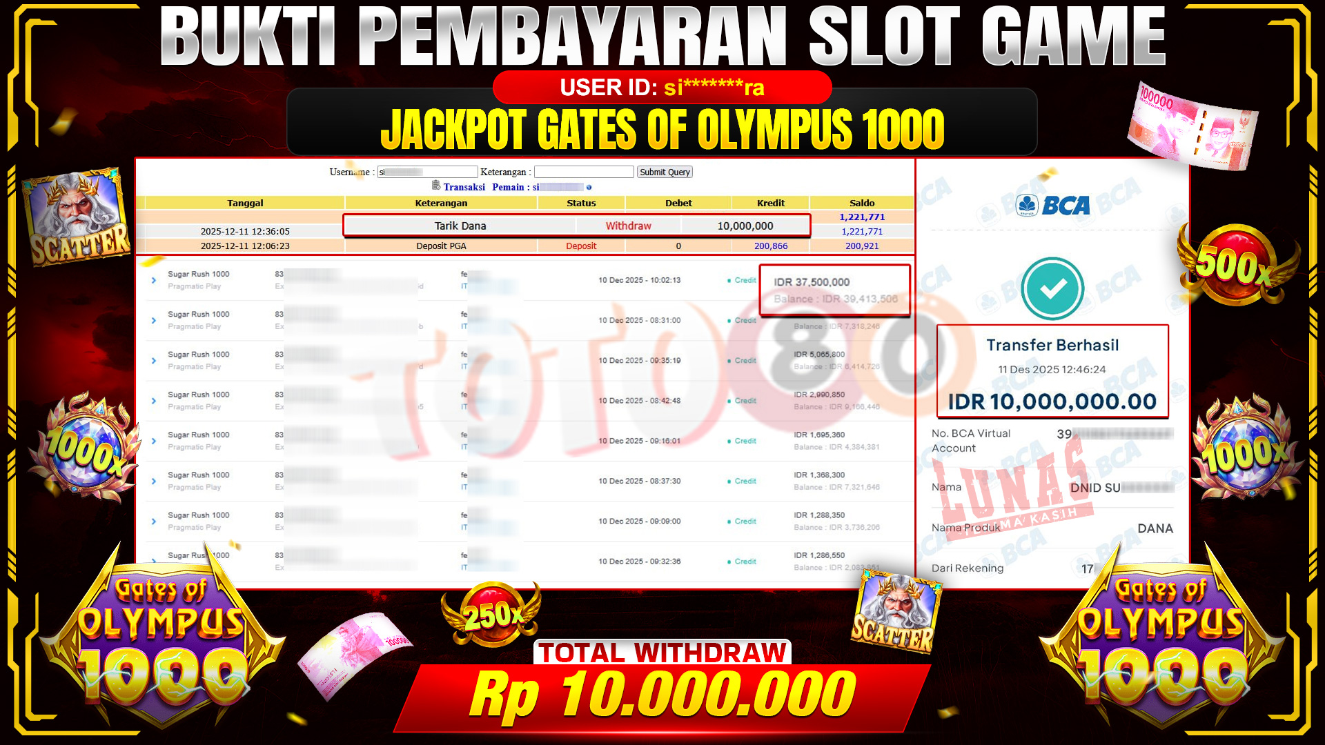 🎉 TOTO80 – JACKPOT SLOT GATES OF OLYMPUS 1000 RP. 10,000,000,- TELAH DIBAYARKAN! 🎉