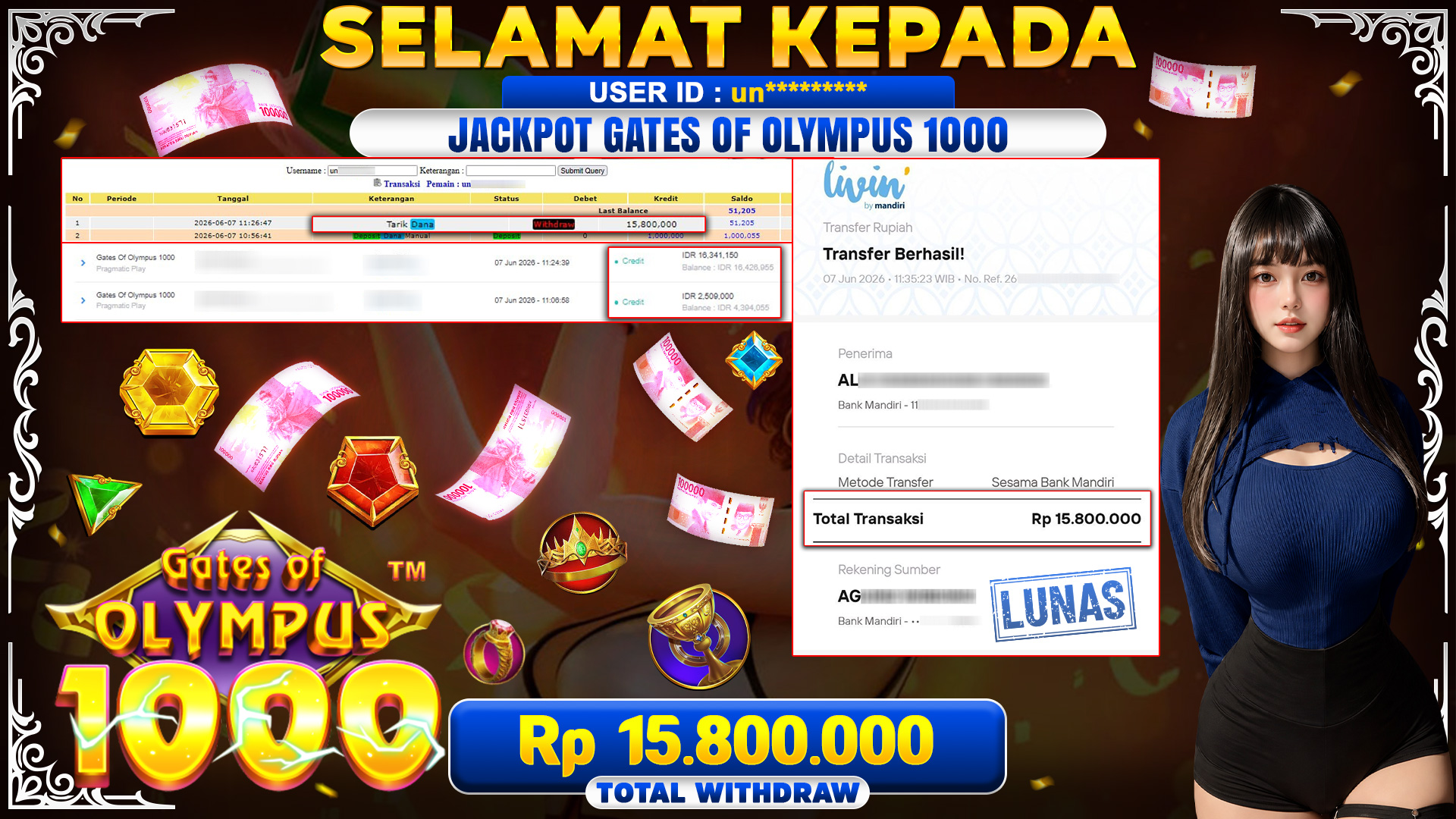 BUKTI JACKPOT GATES OF OLYMPUS 1000 - PRAGMATIC PLAY